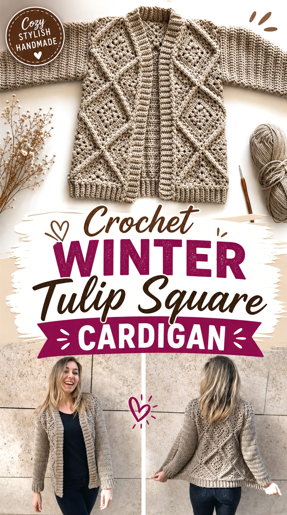 Crochet Winter Tulip Square Cardigan