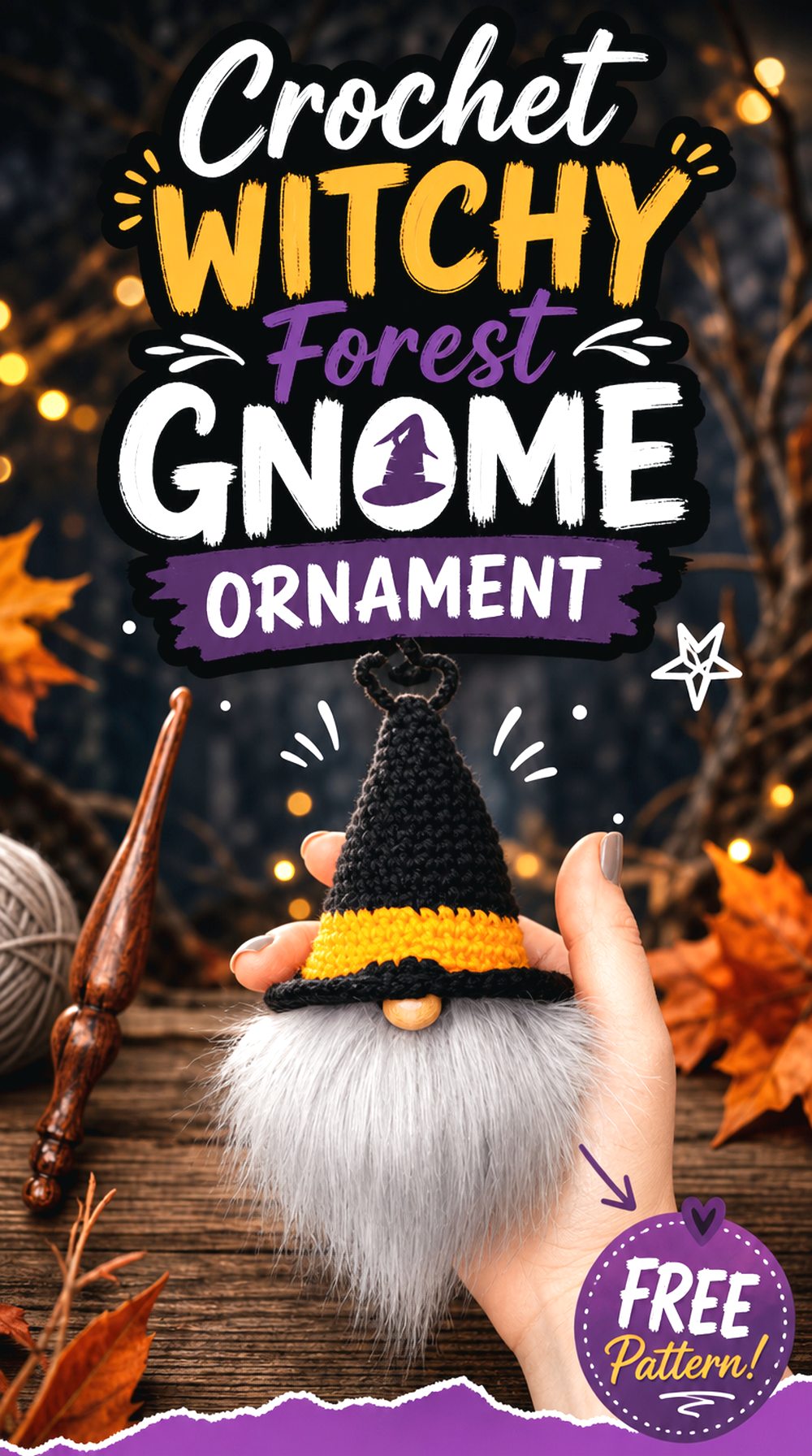 Crochet Witchy Forest Gnome Ornament