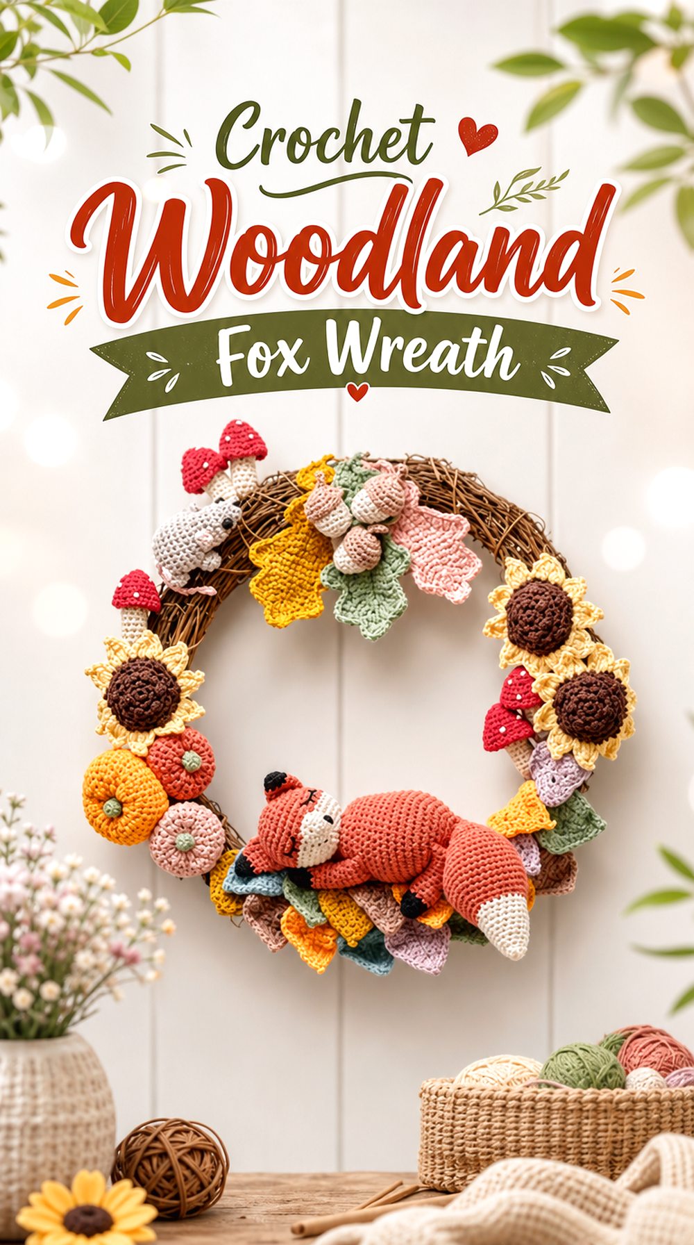 Crochet Woodland Fox Wreath