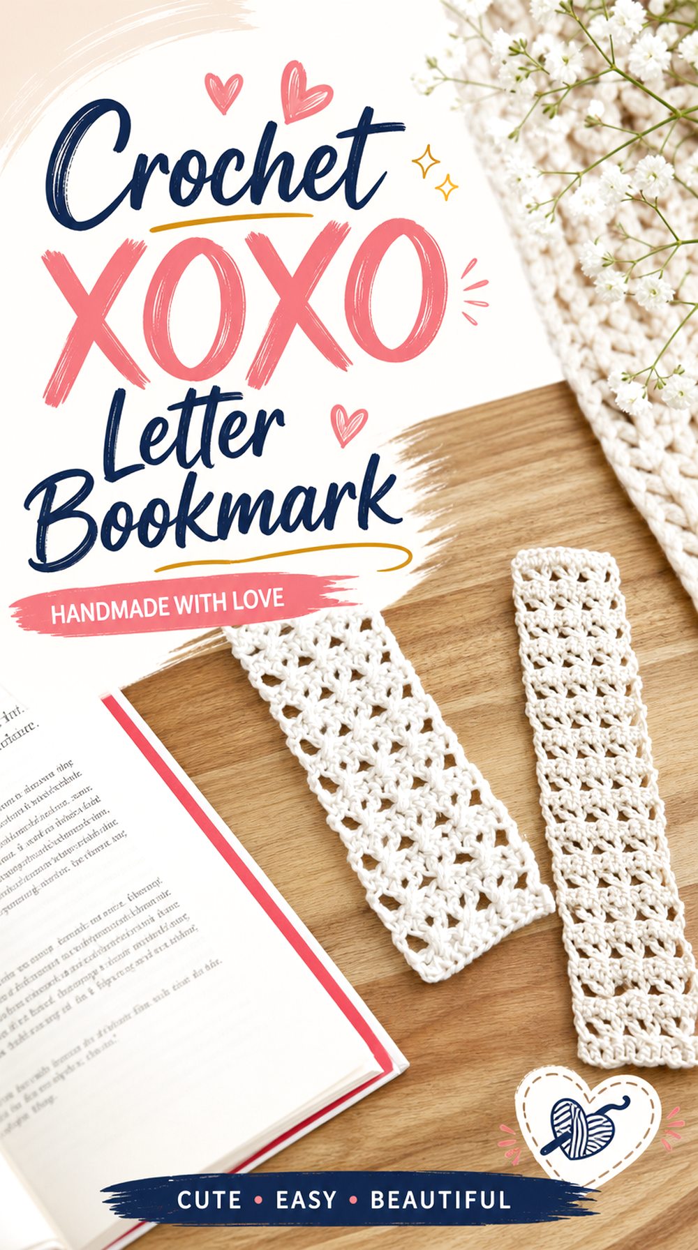 Crochet XOXO Letter Bookmark