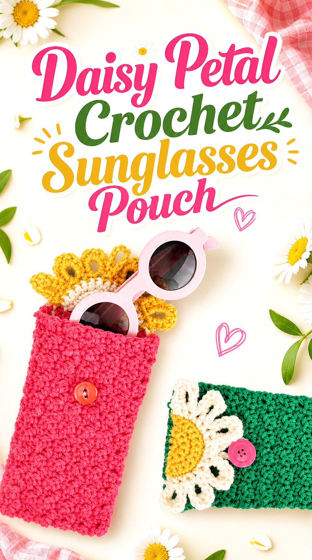 Daisy Petal Crochet Sunglasses Pouch
