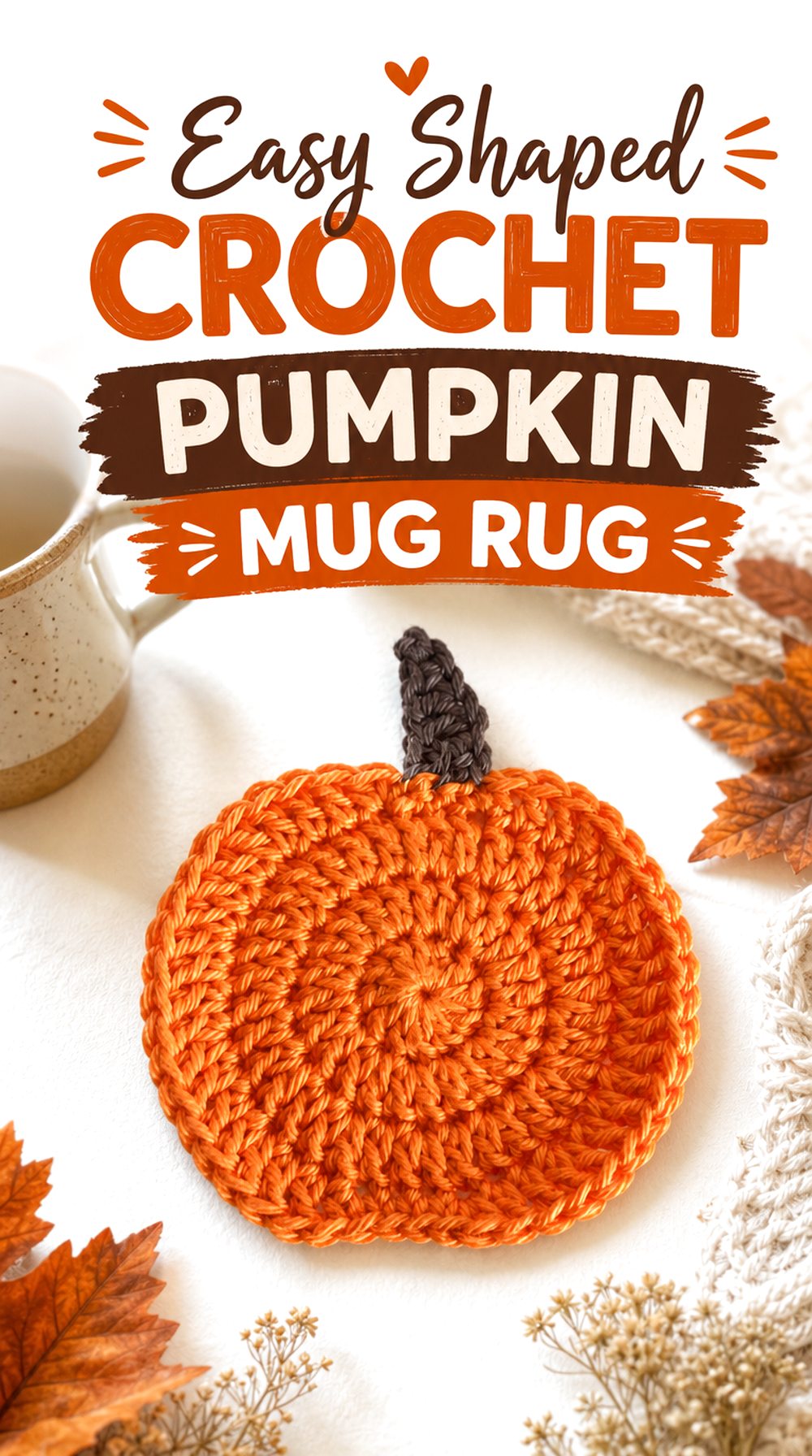Easy Shaped Crochet Pumpkin Mug Rug