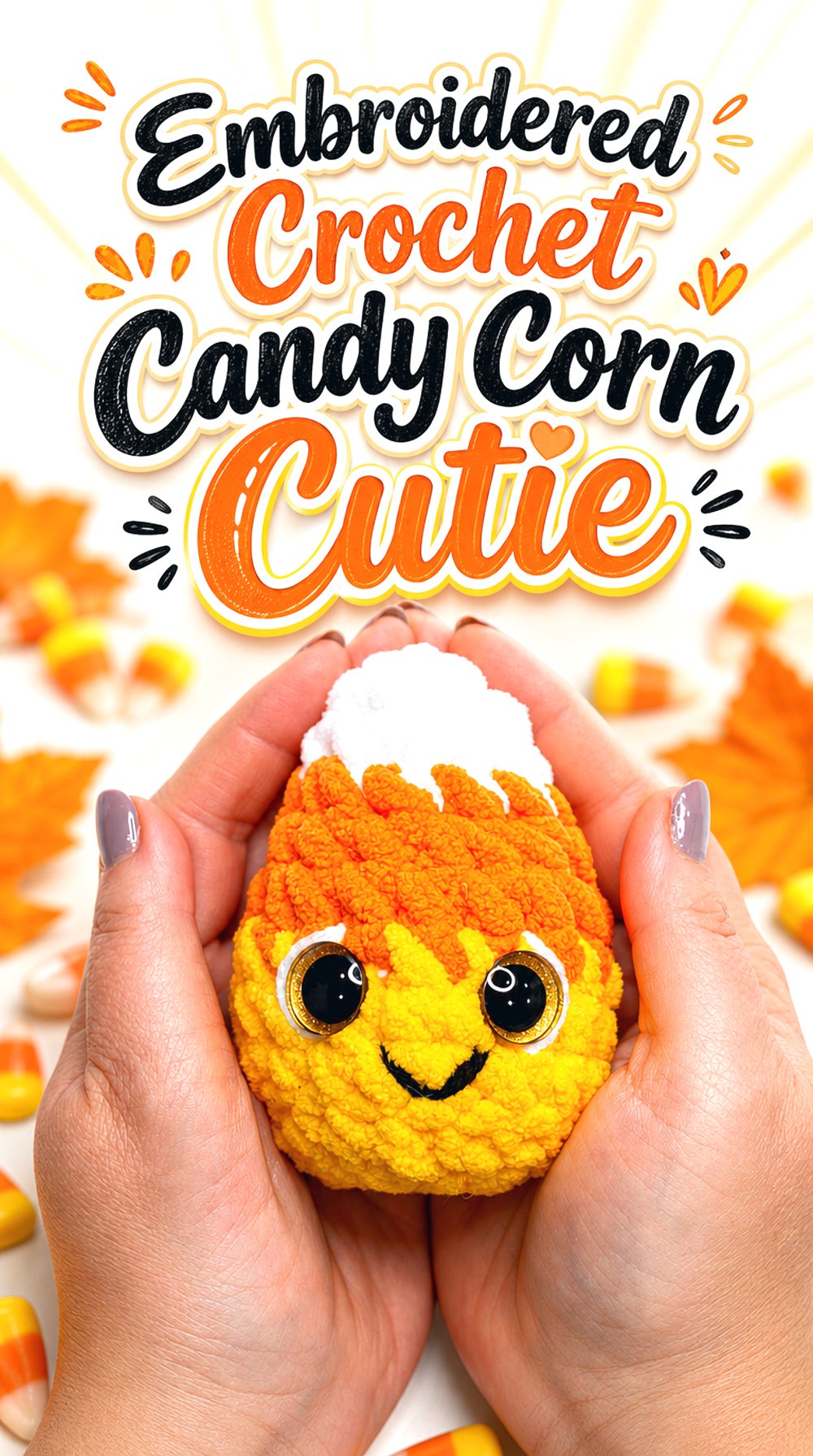 Embroidered Crochet Candy Corn Cutie