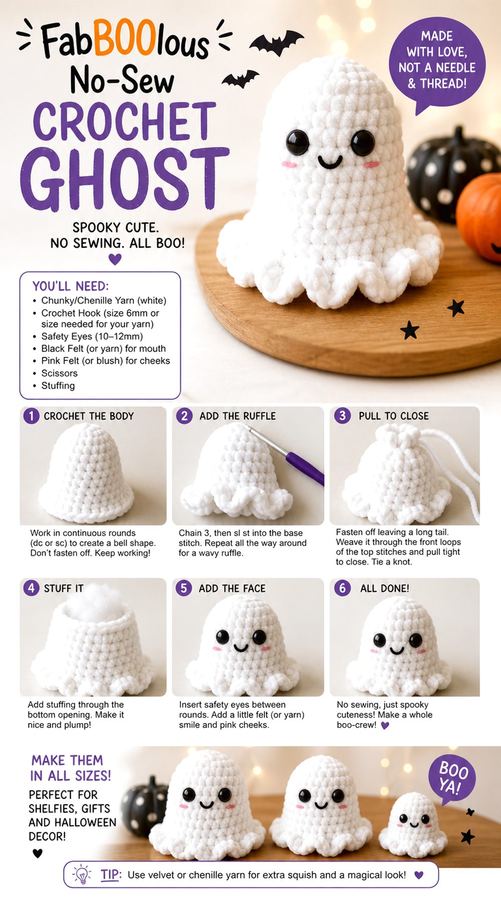 FabBOOlous No Sew Crochet Ghost