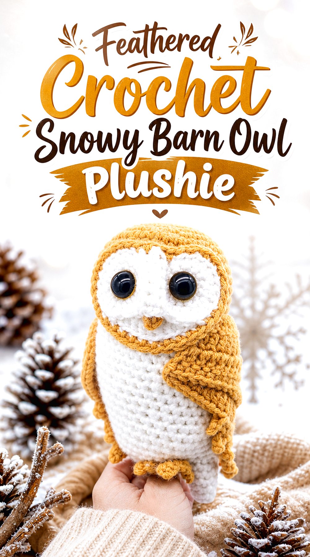 Feathered Crochet Snowy Barn Owl Plushie