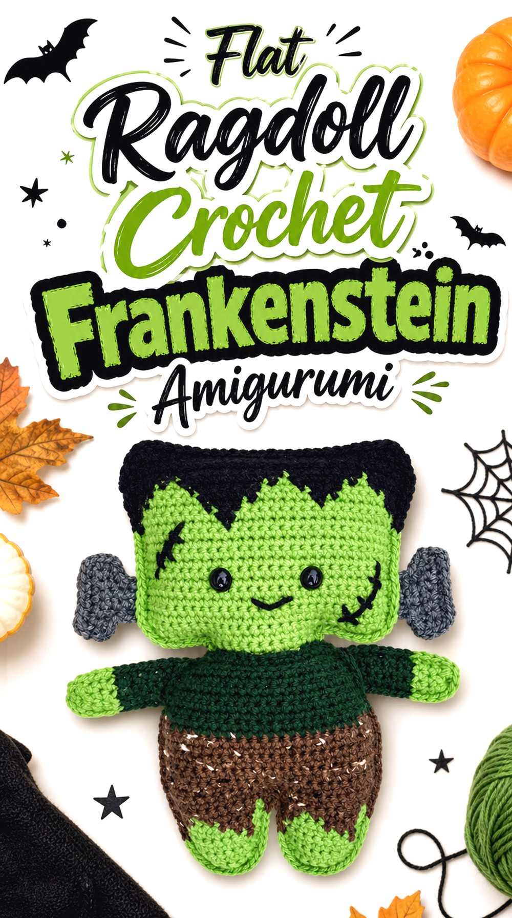 Flat Ragdoll Crochet Frankenstein Amigurumi