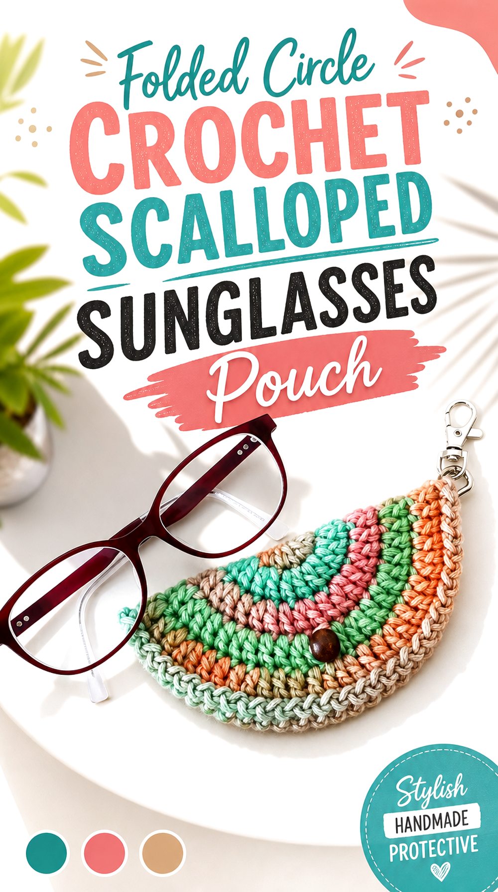 Folded Circle Crochet Scalloped Sunglasses Pouch