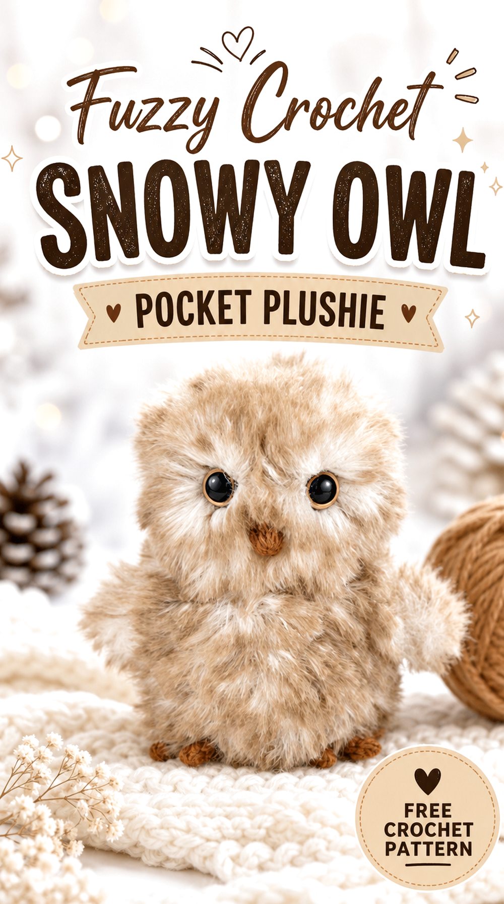 Fuzzy Crochet Snowy Owl Pocket Plushie