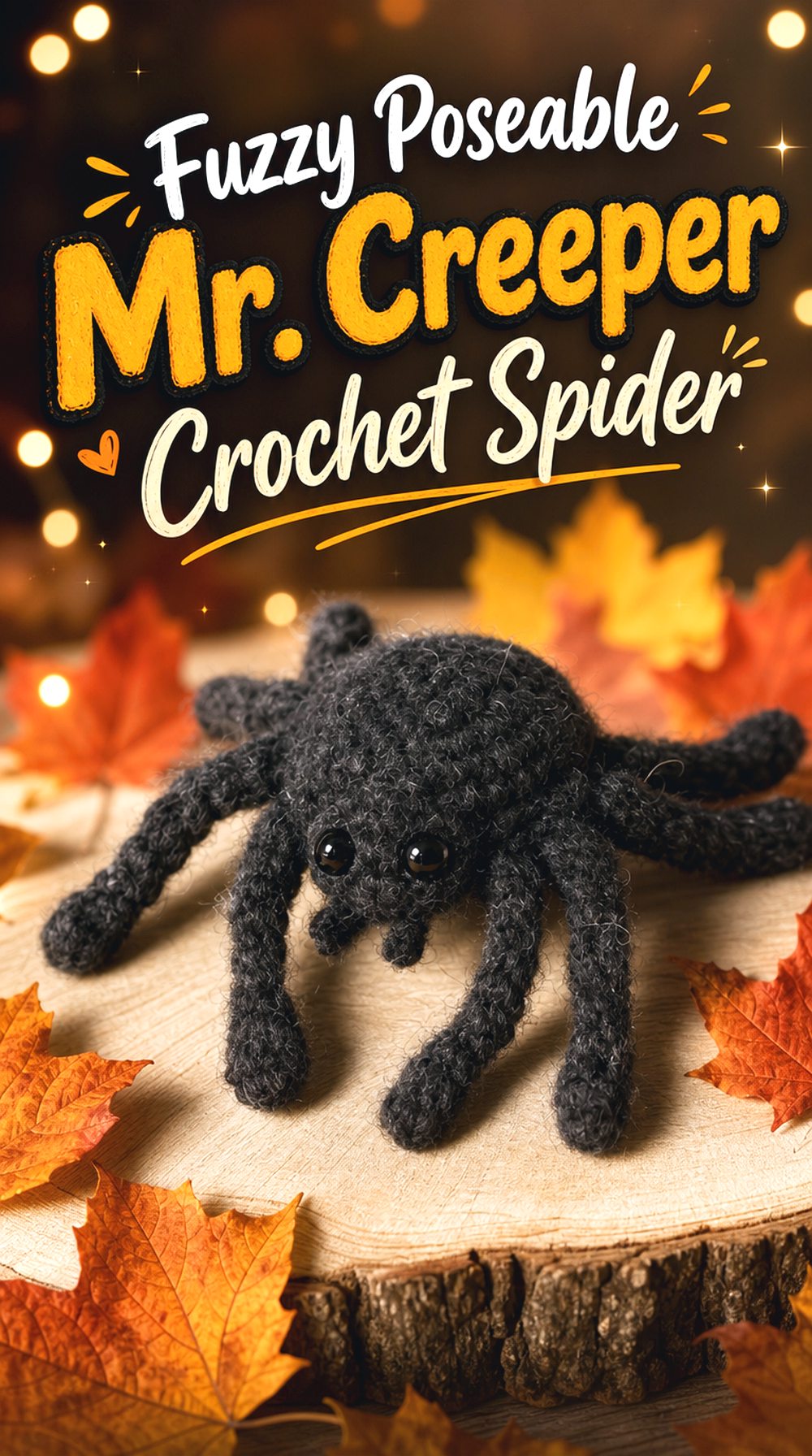 Fuzzy Poseable Mr Creeper Crochet Spider