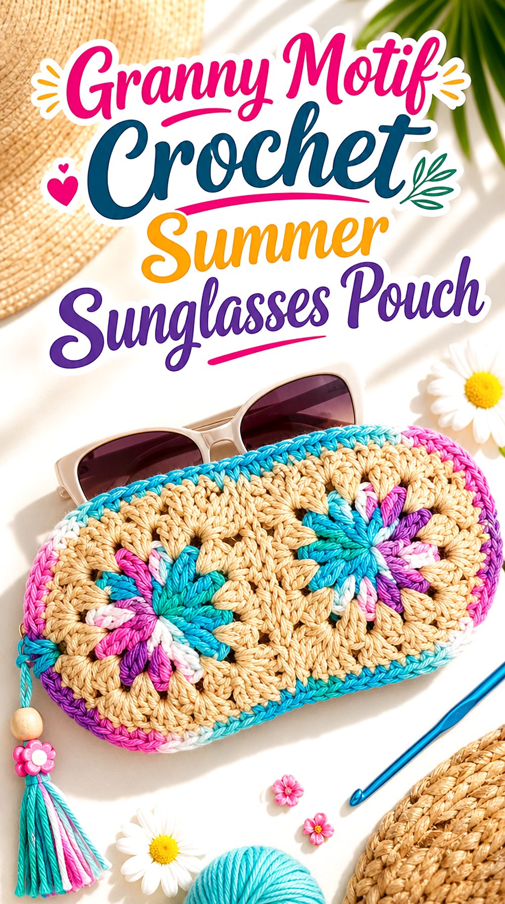 Granny Motif Crochet Summer Sunglasses Pouch