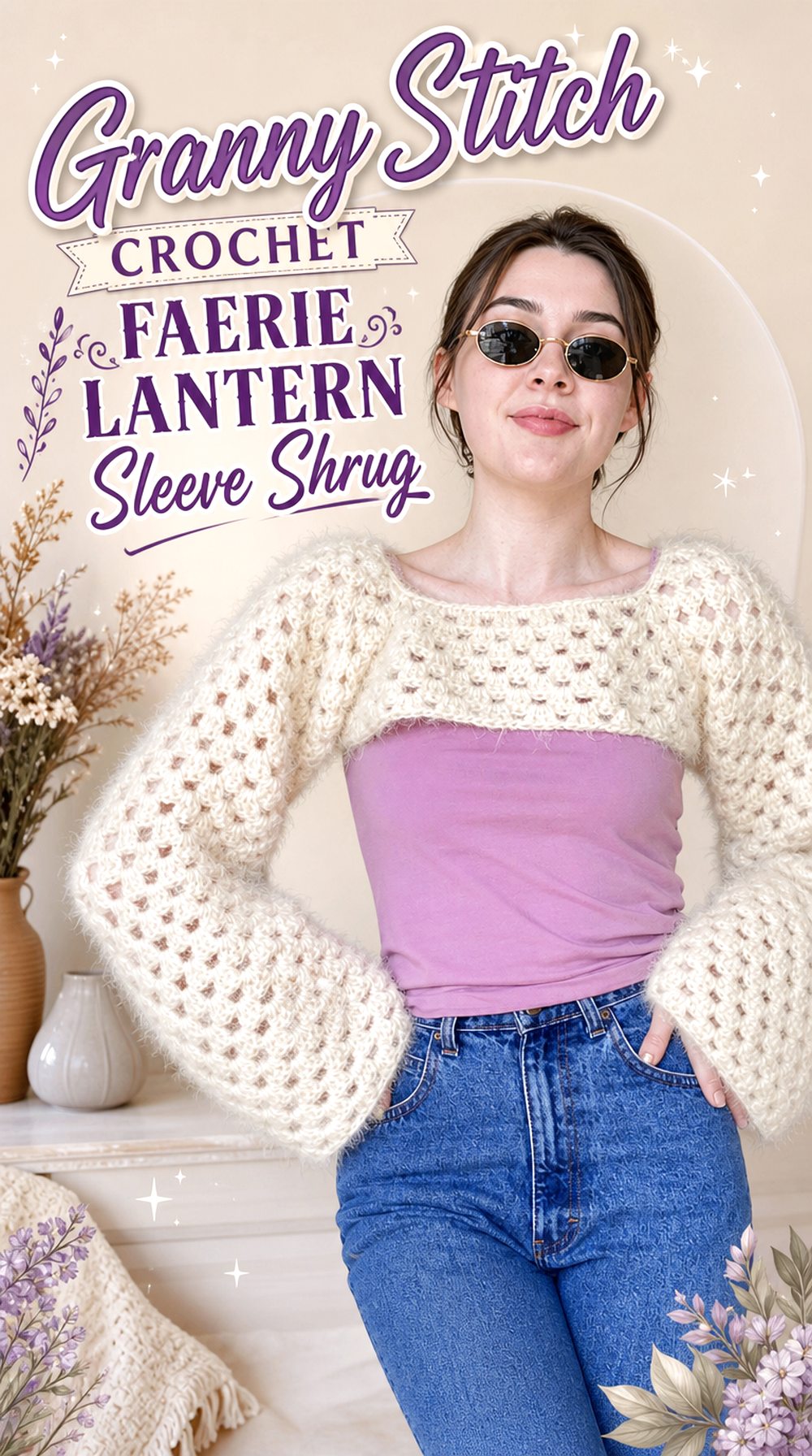 Granny Stitch Crochet Faerie Lantern Sleeve Shrug