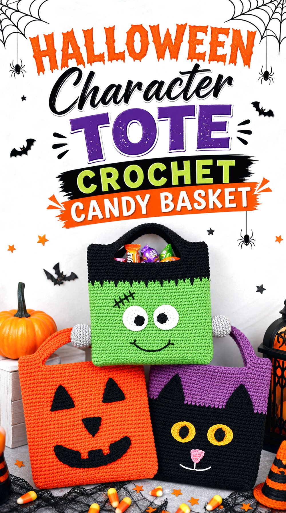 Halloween Character Tote Crochet Candy Basket