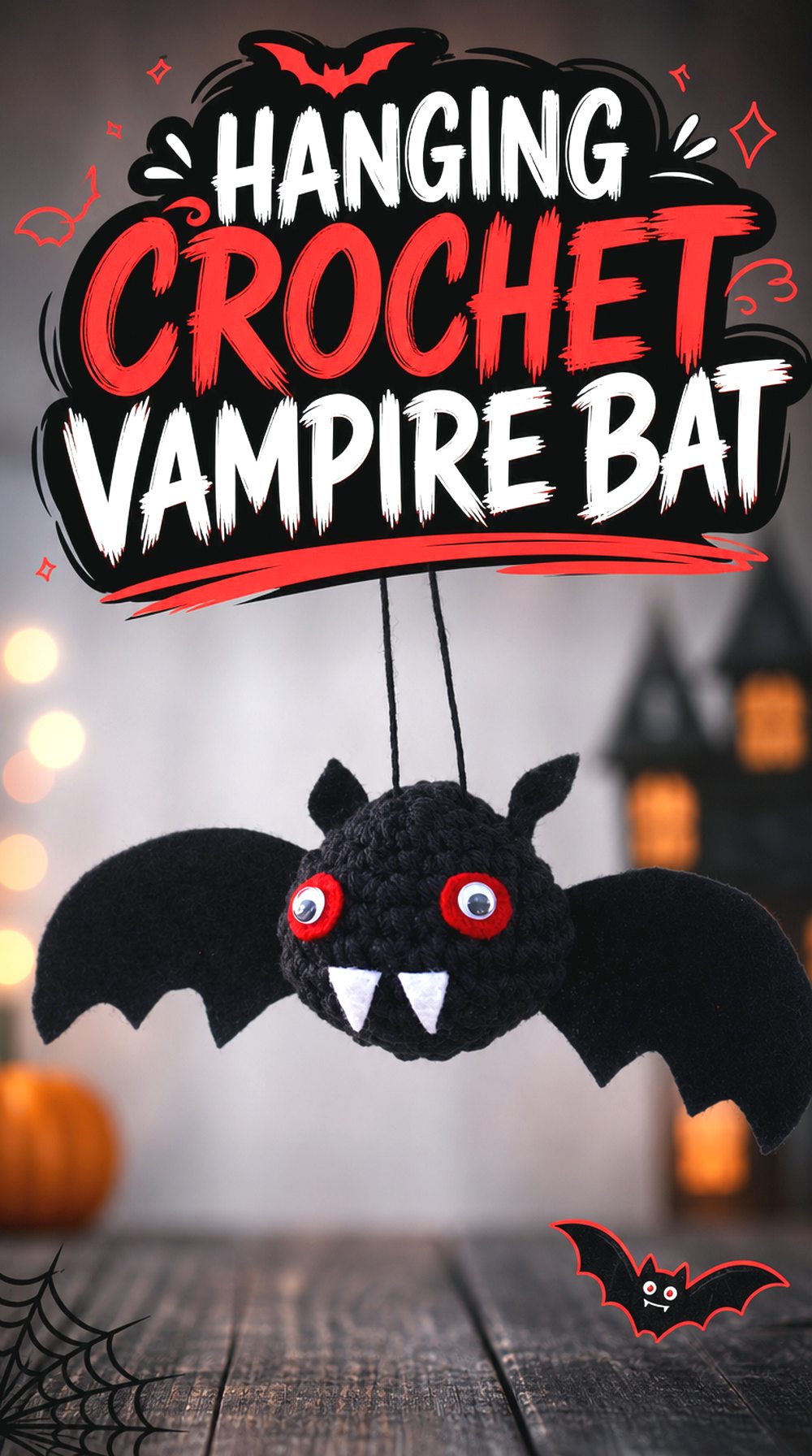 Hanging Crochet Vampire Bat