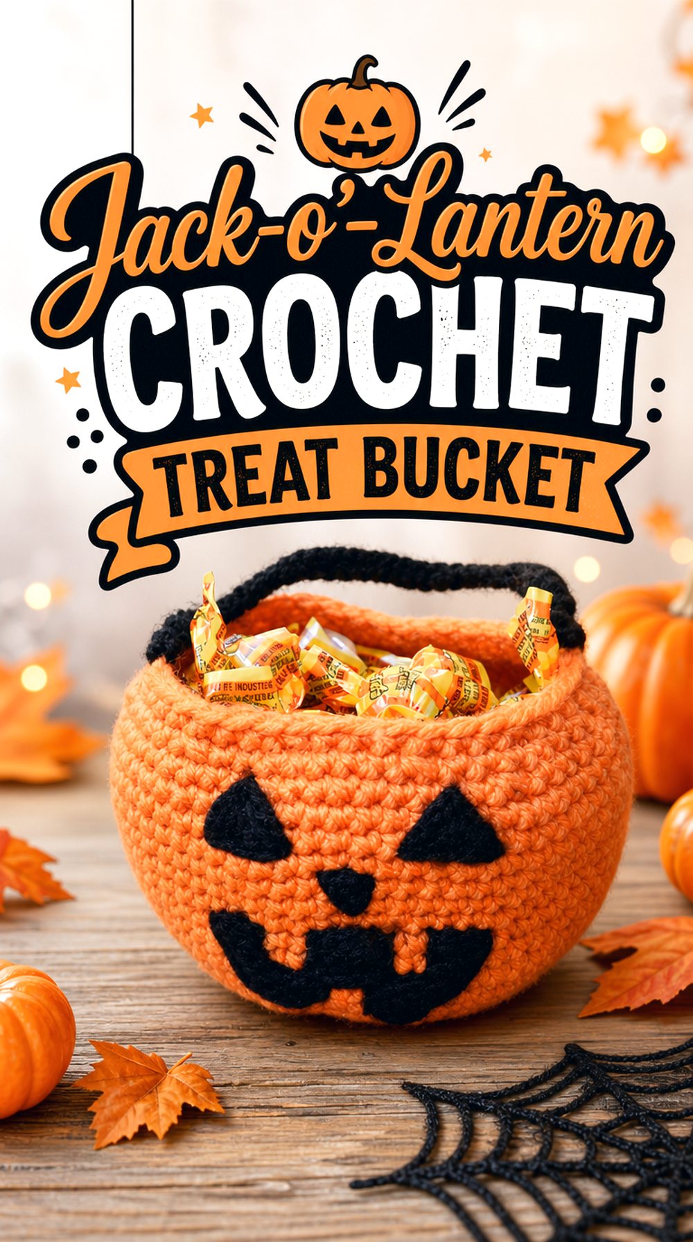 Jack o’ Lantern Crochet Treat Bucket