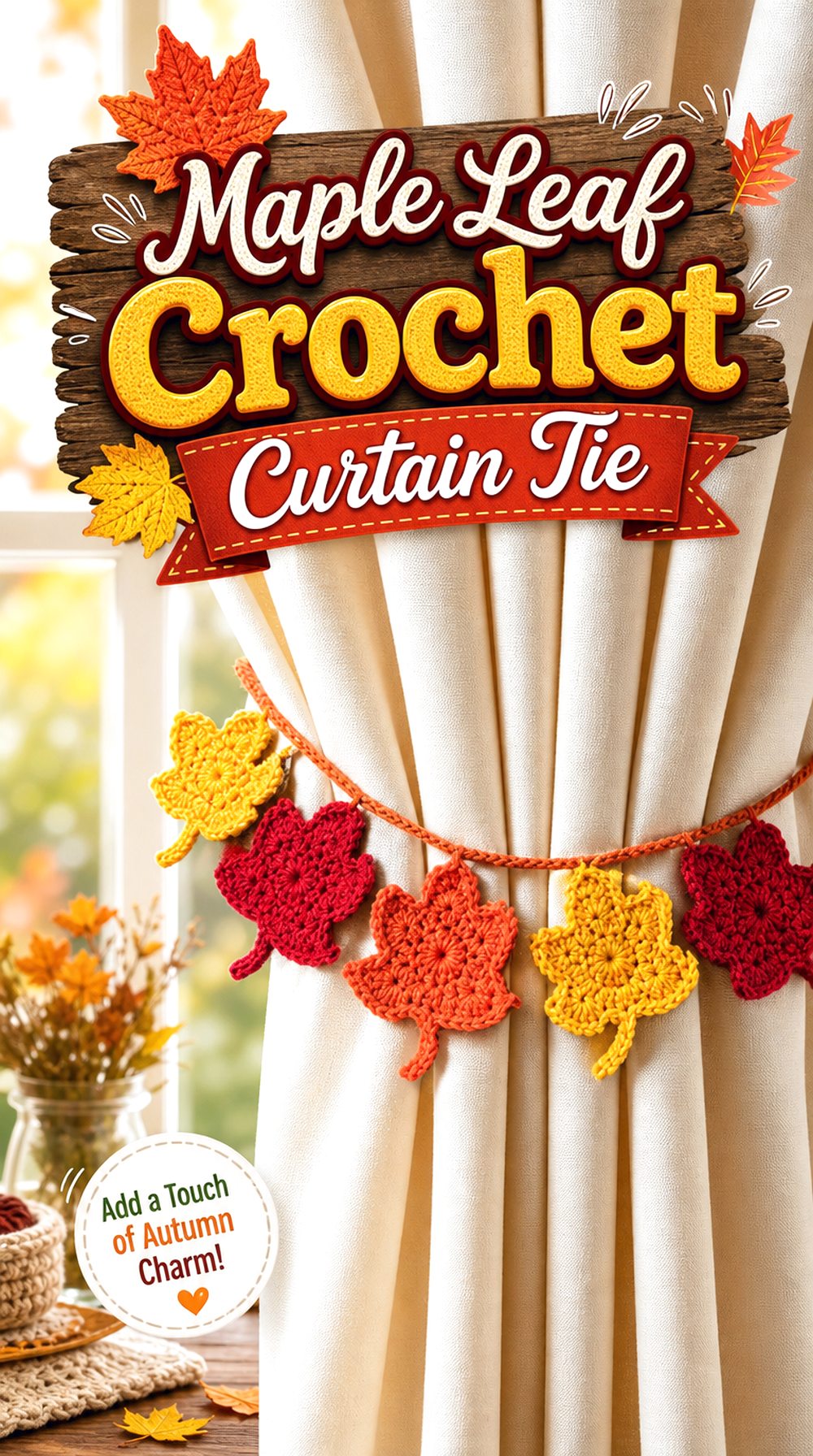 Maple Leaf Crochet Curtain Tie