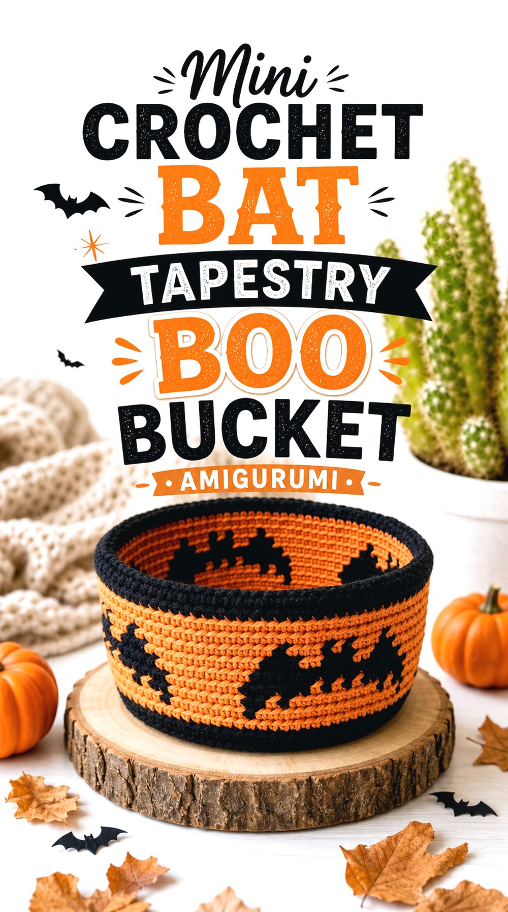 Mini Crochet Bat Tapestry Boo Bucket Amigurumi