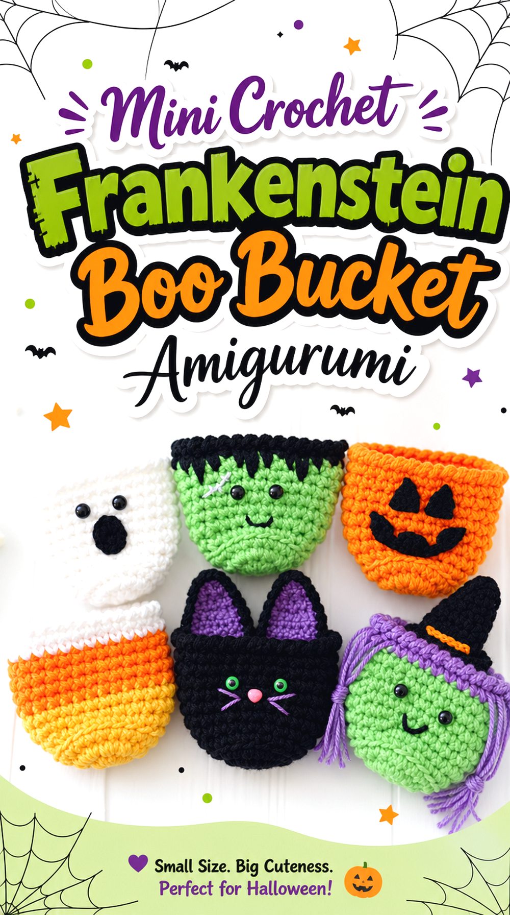Mini Crochet Frankenstein Boo Bucket Amigurumi