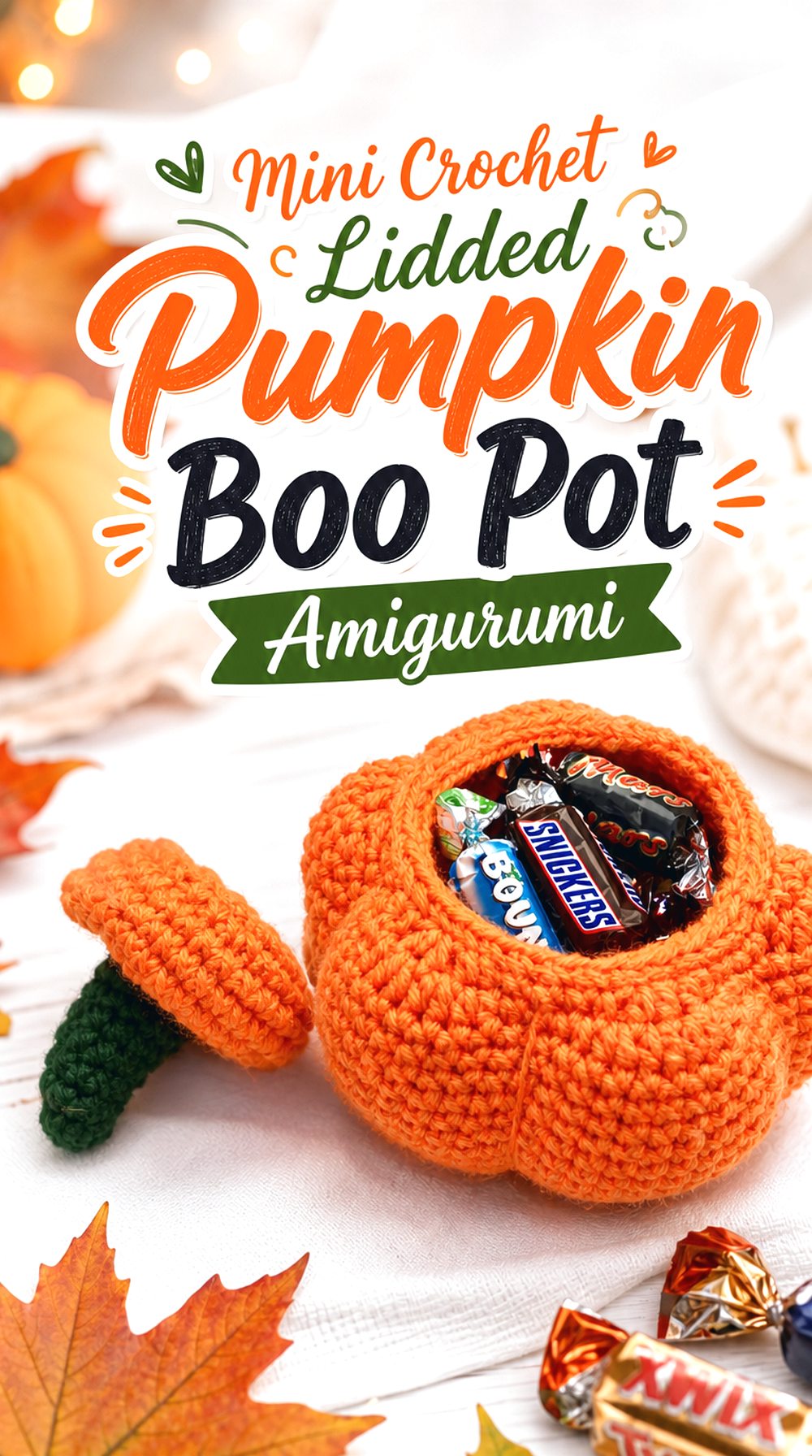 Mini Crochet Lidded Pumpkin Boo Pot Amigurumi