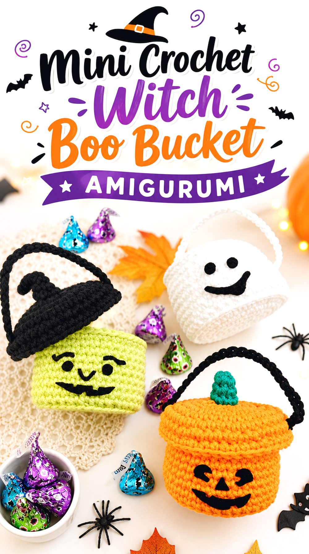 Mini Crochet Witch Boo Bucket Amigurumi
