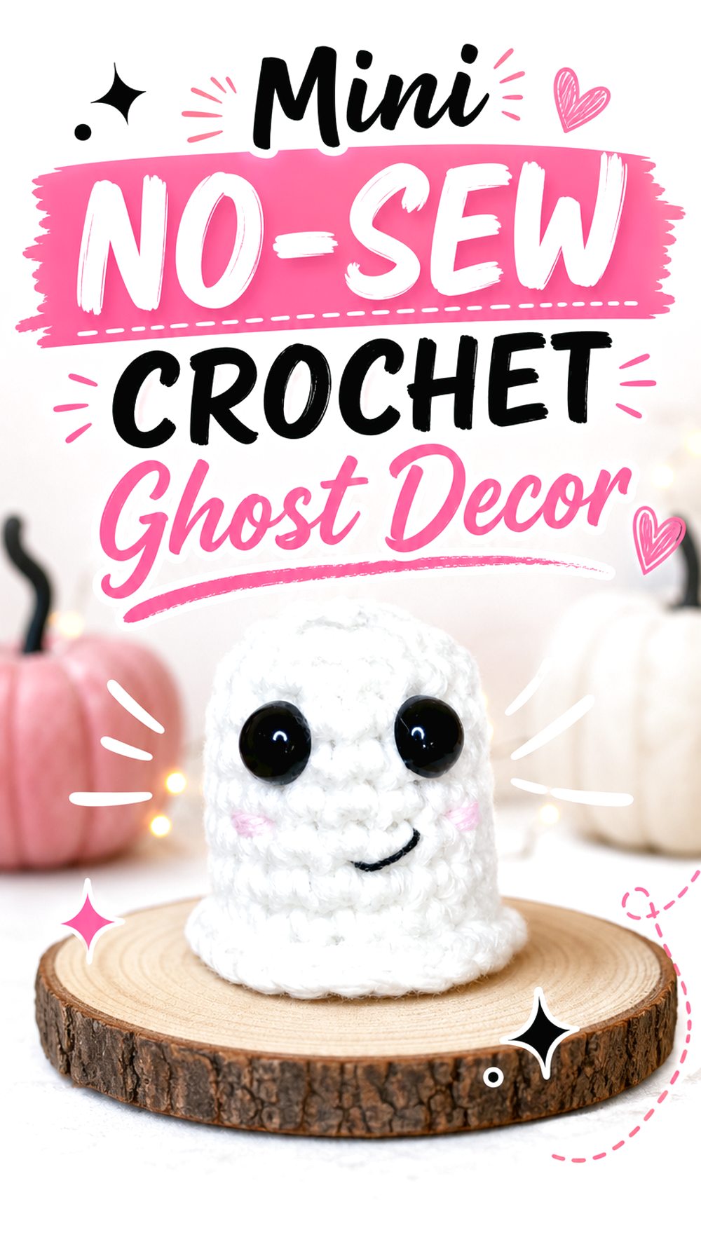 Mini No Sew Crochet Ghost Decor