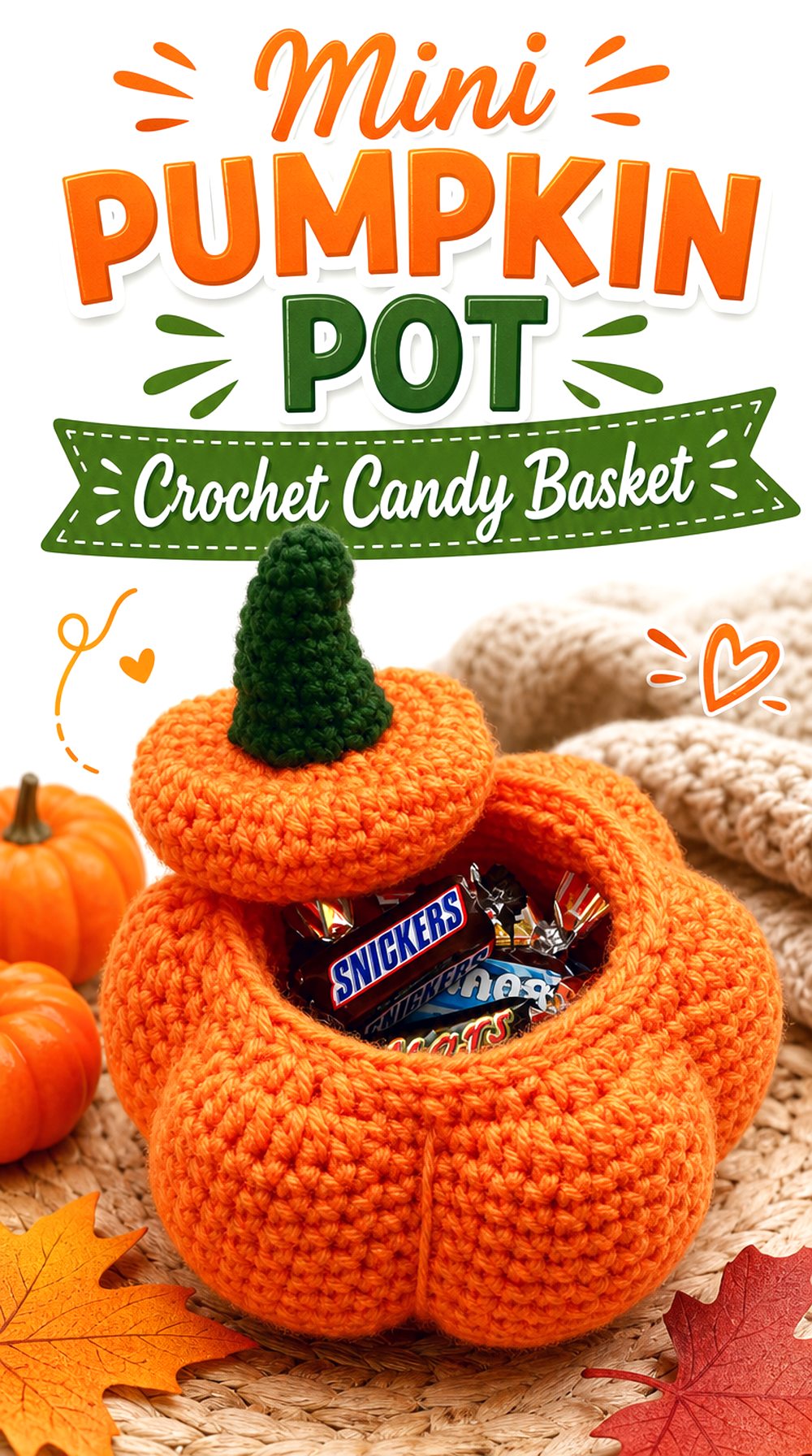 Mini Pumpkin Pot Crochet Candy Basket