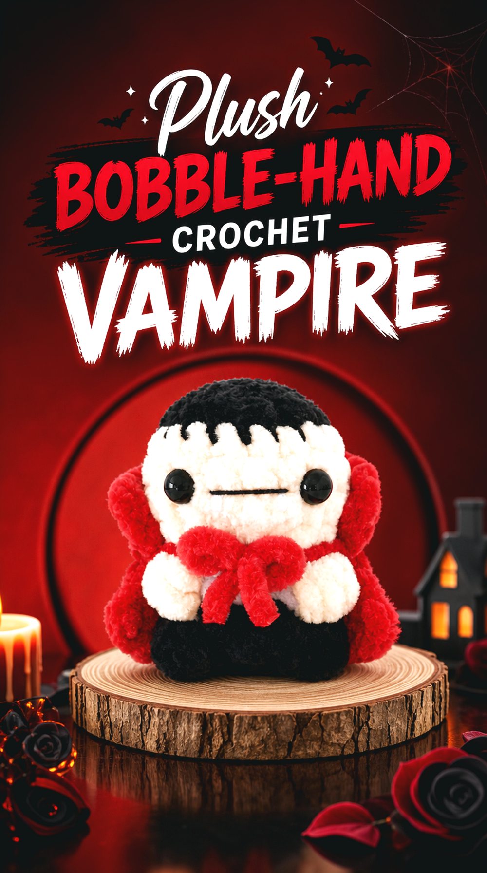 Plush Bobble Hand Crochet Vampire