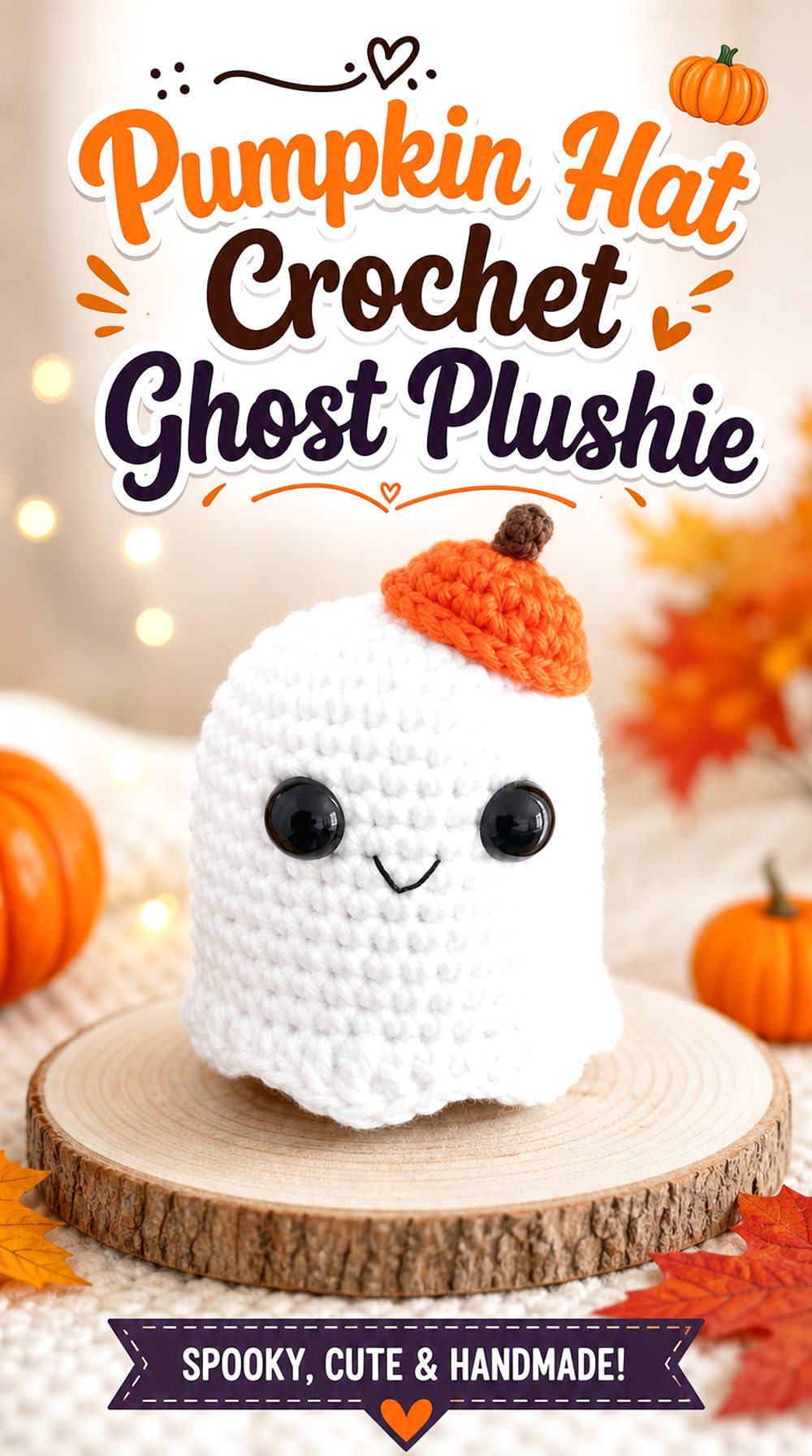 Pumpkin Hat Crochet Ghost Plushie