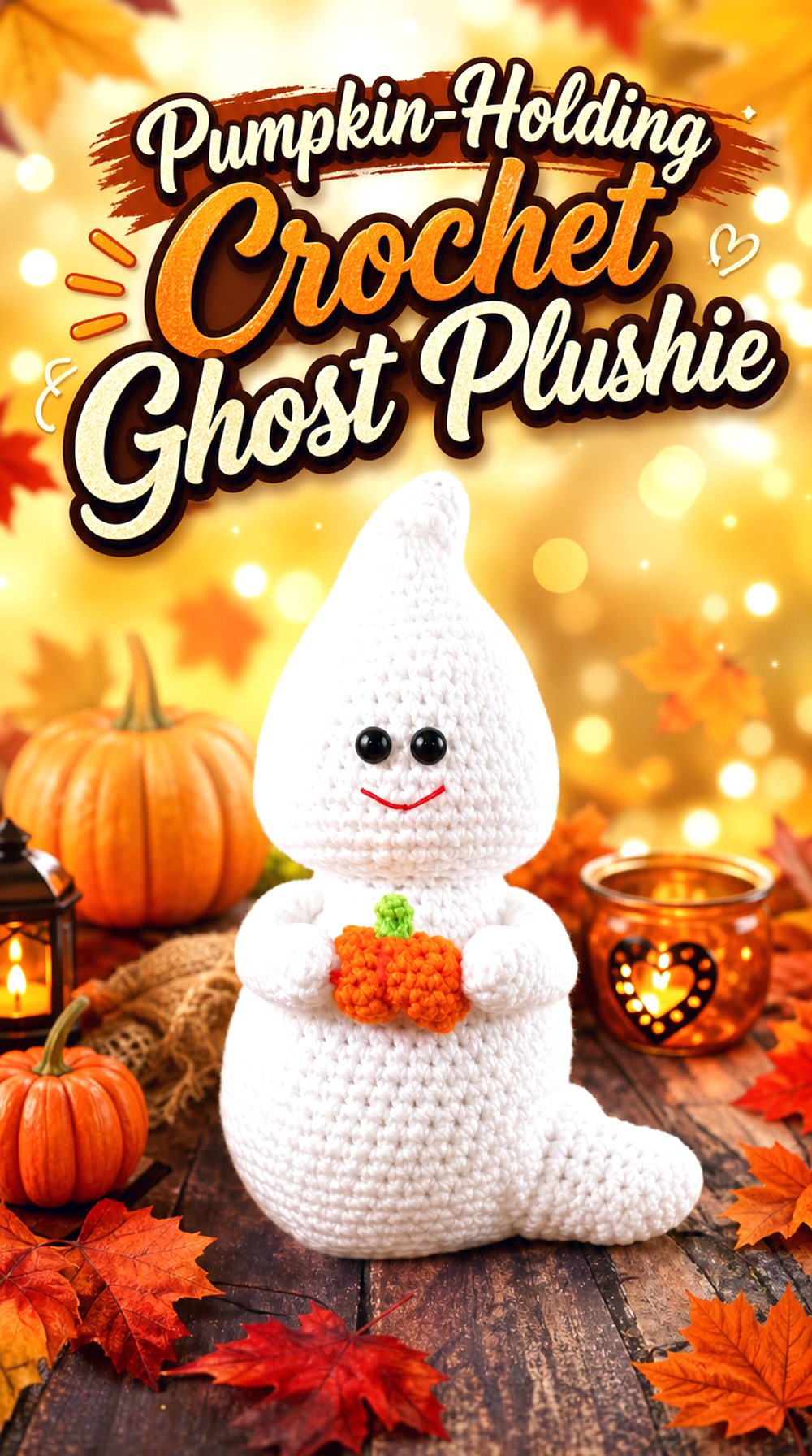 Pumpkin Holding Crochet Ghost Plushie