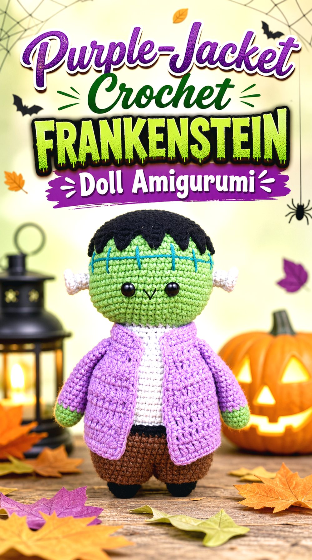 Purple Jacket Crochet Frankenstein Doll Amigurumi
