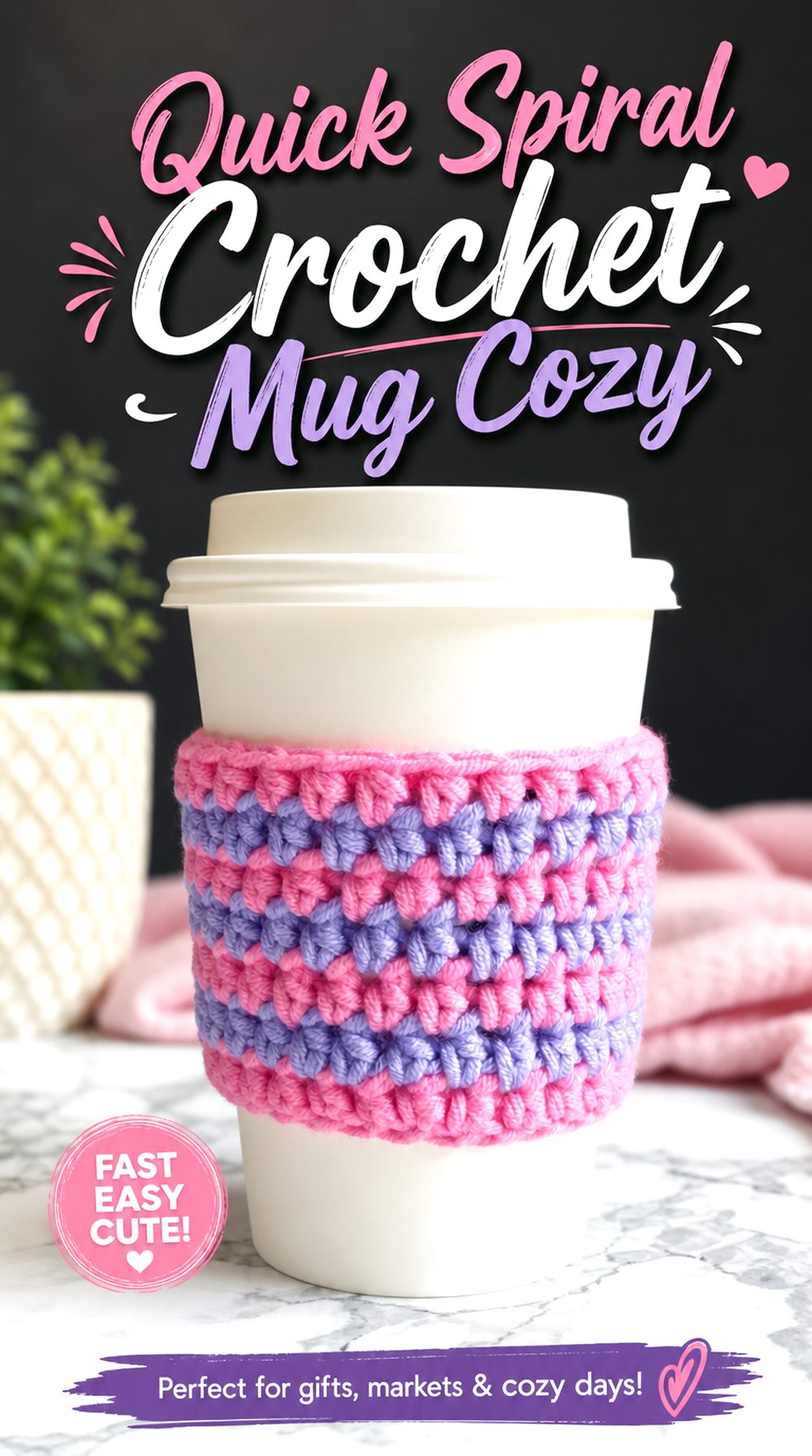 Quick Spiral Crochet Mug Cozy