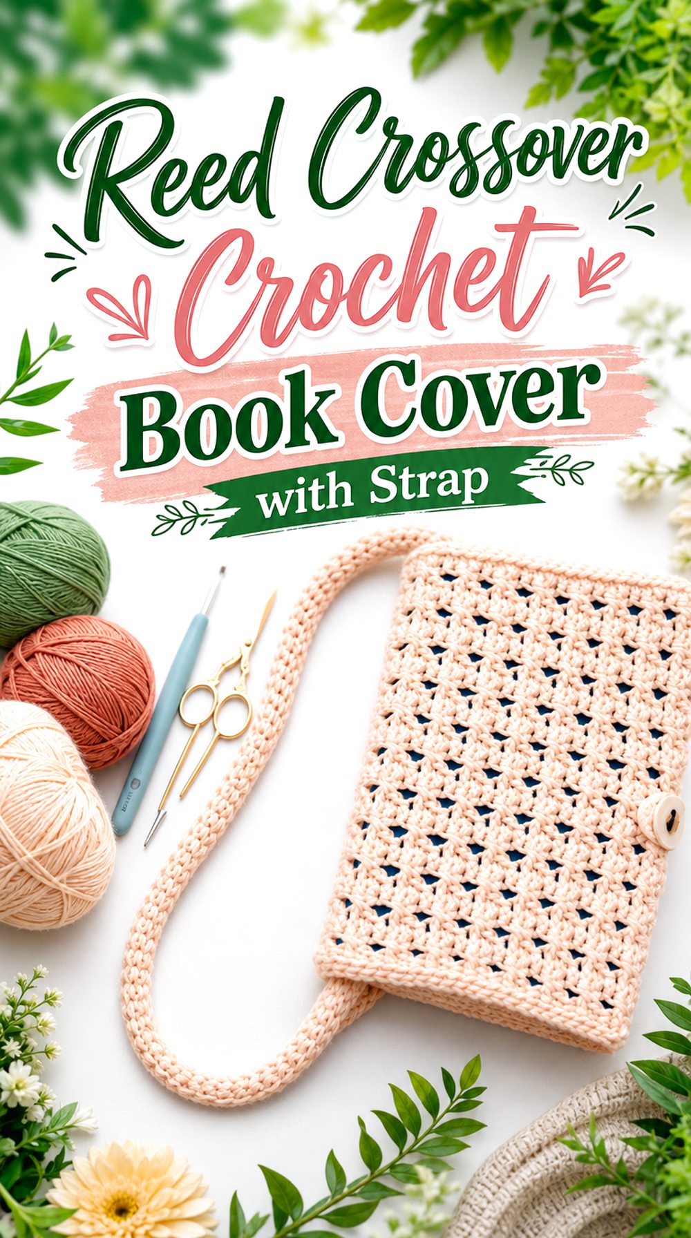 Reed Crossover Crochet Book Cover with Strap