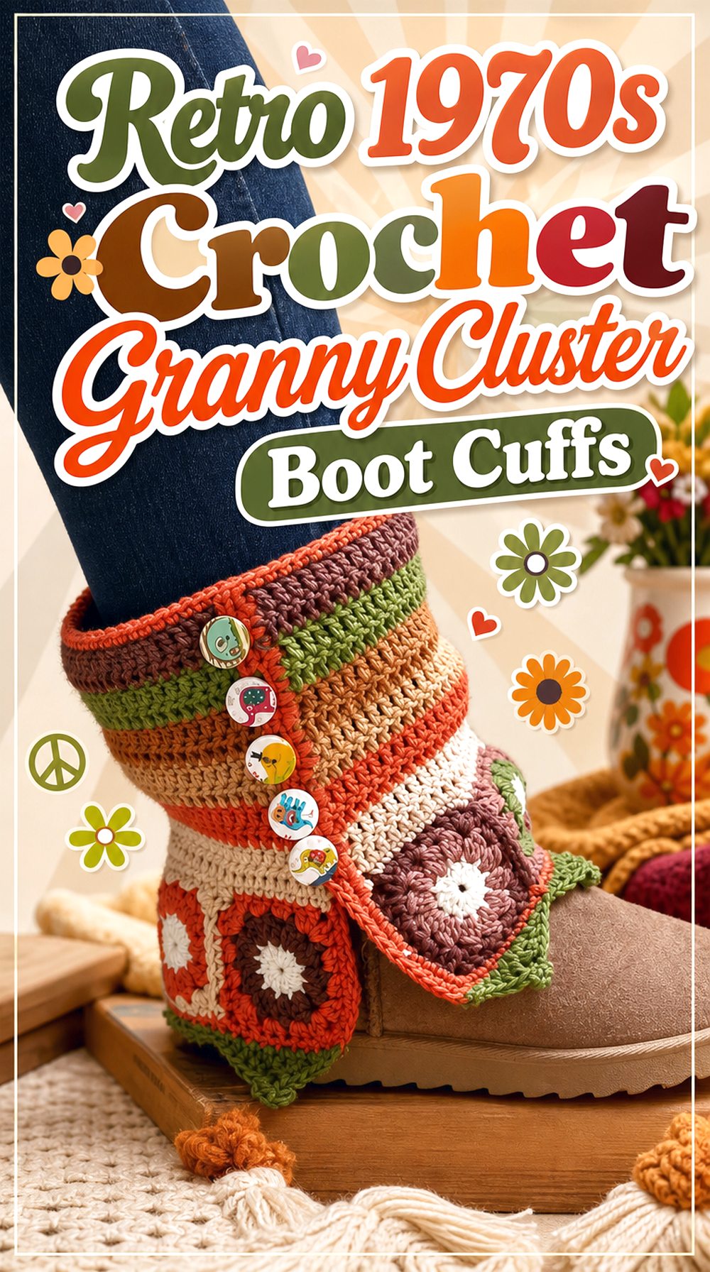 Retro s Crochet Granny Cluster Boot Cuffs