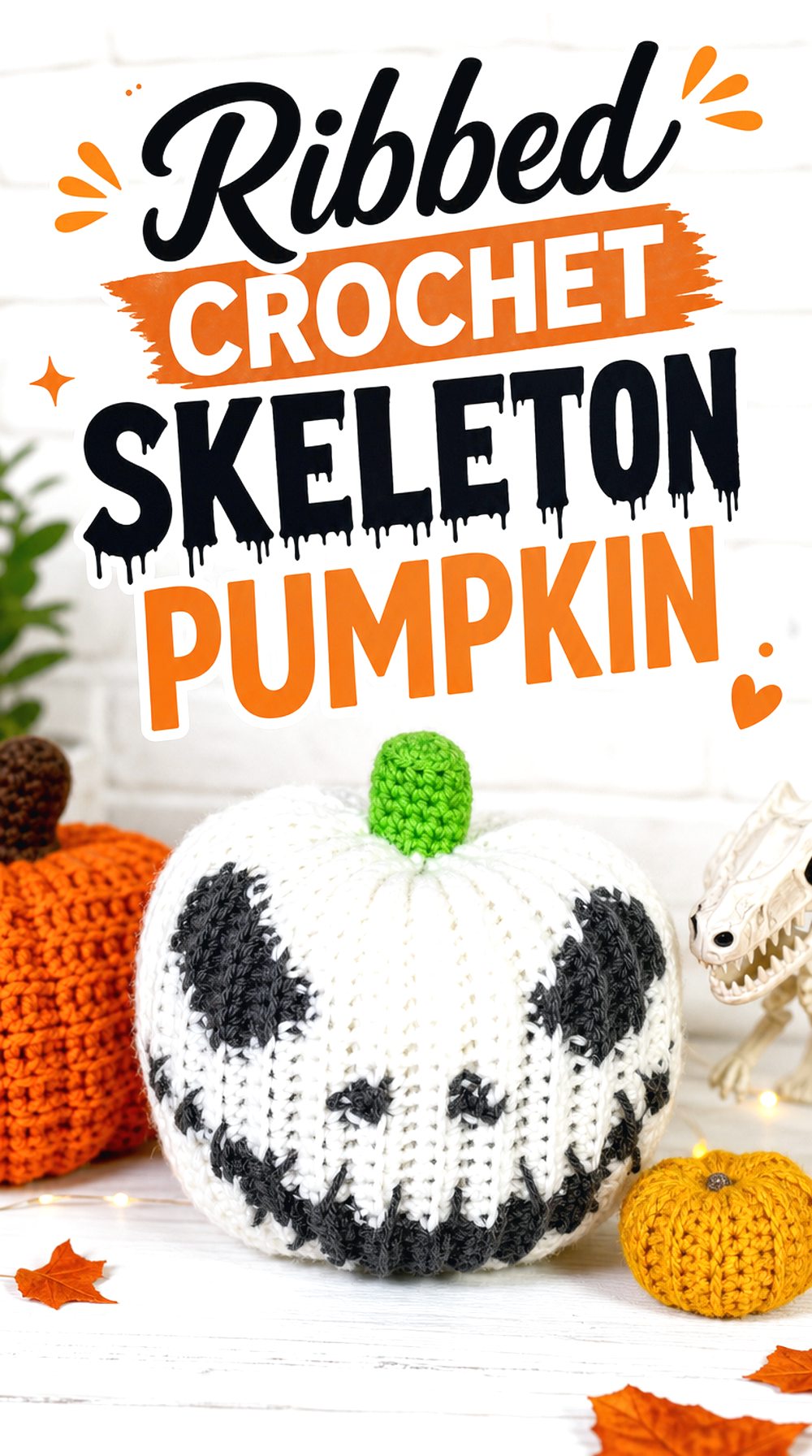 Ribbed Crochet Skeleton Pumpkin