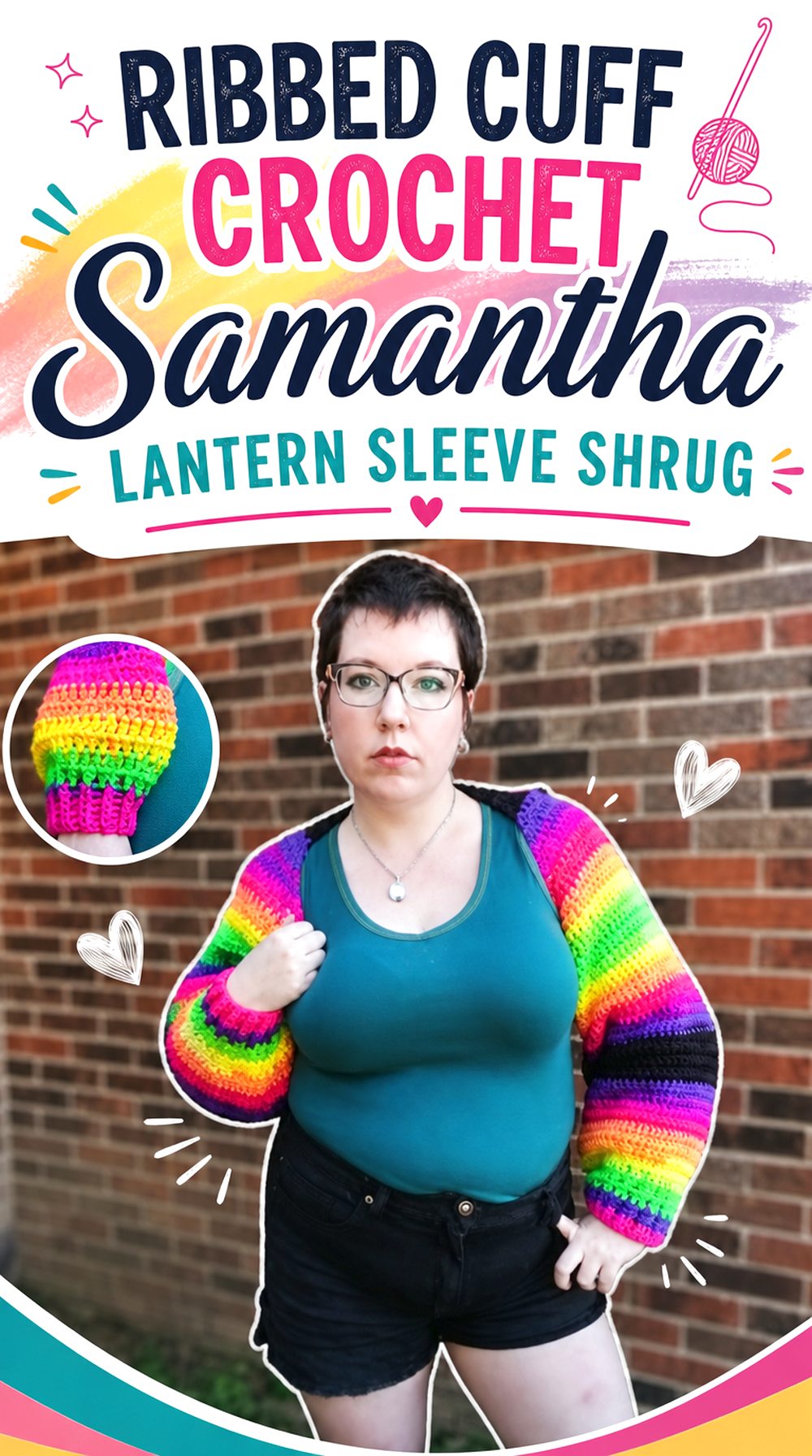 Ribbed Cuff Crochet Samantha Lantern Sleeve Shrug