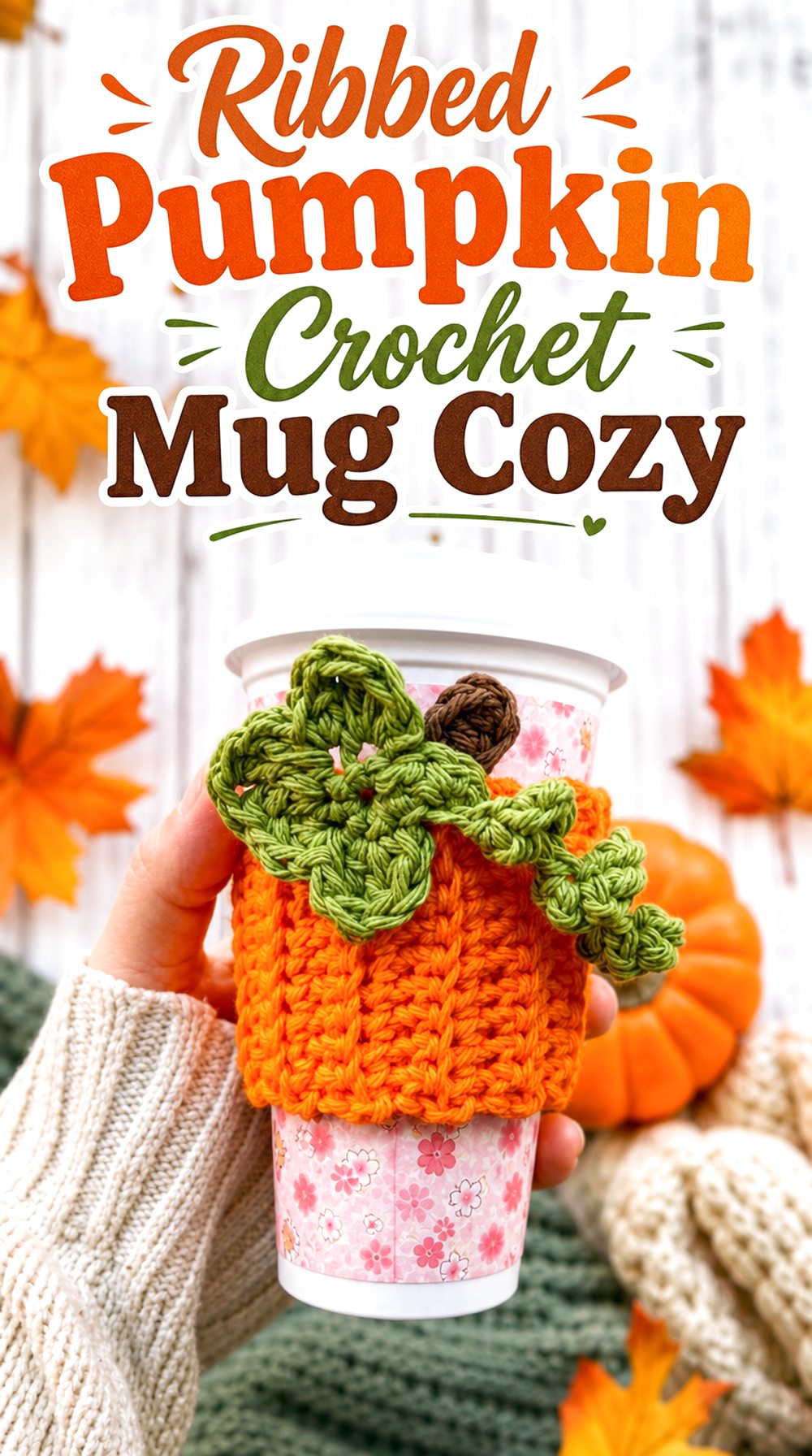 Ribbed Pumpkin Crochet Mug Cozy