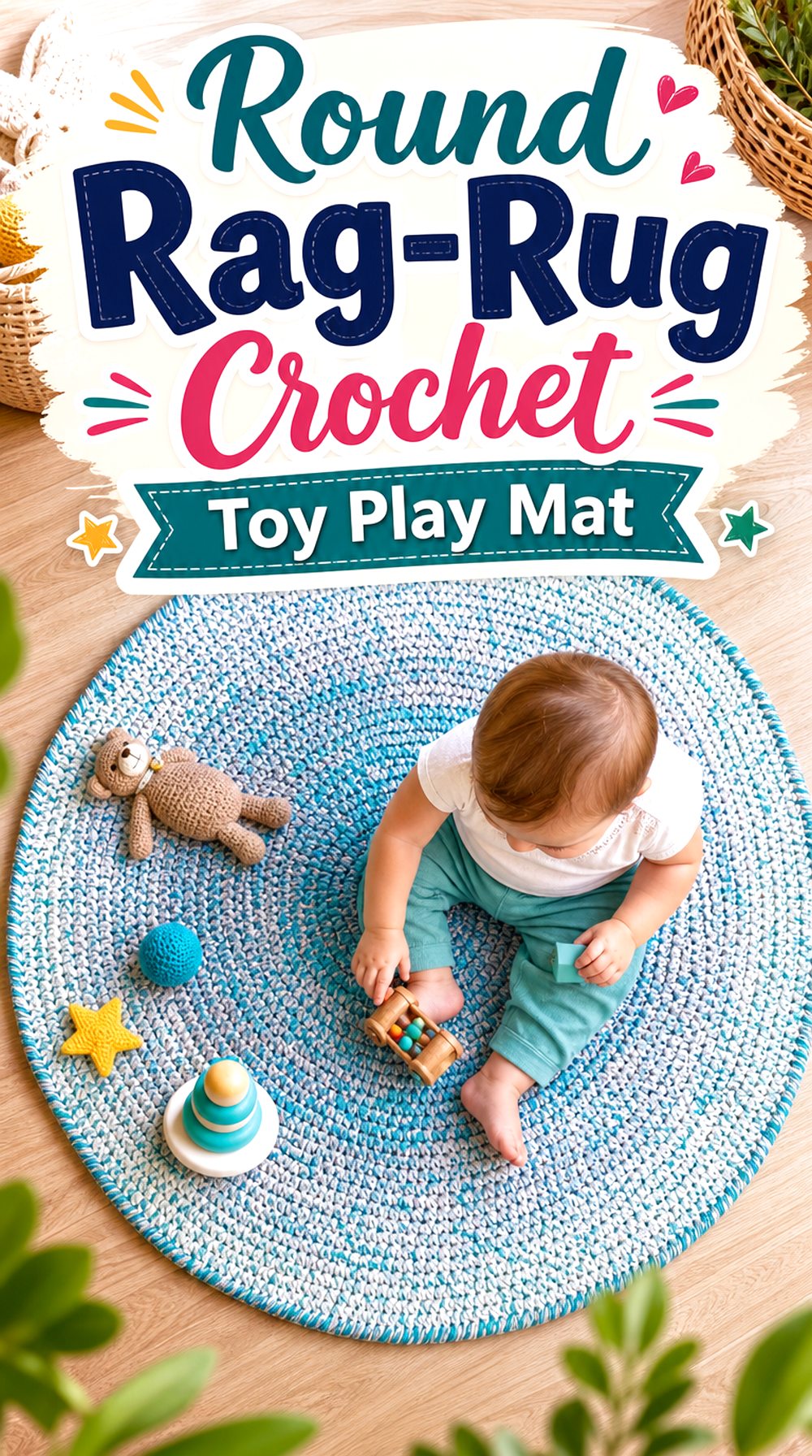 Round Rag Rug Crochet Toy Play Mat