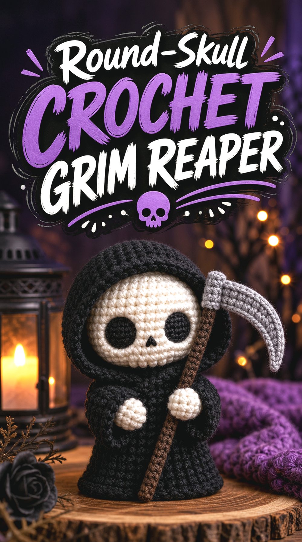 Round Skull Crochet Grim Reaper