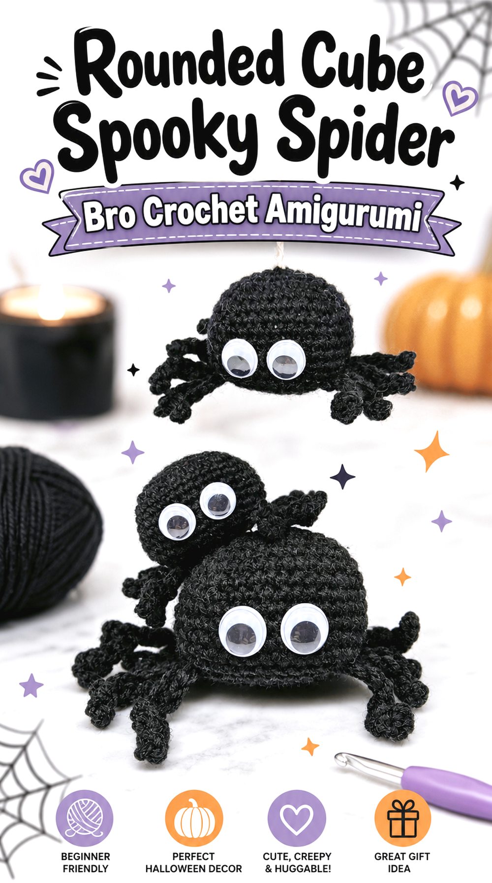 Rounded Cube Spooky Spider Bro Crochet Amigurumi