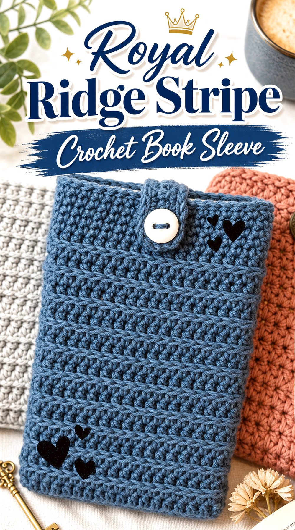 Royal Ridge Stripe Crochet Book Sleeve