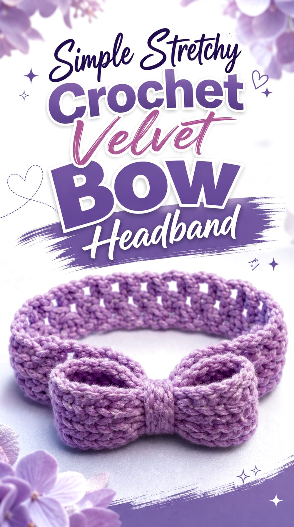Simple Stretchy Crochet Velvet Bow Headband