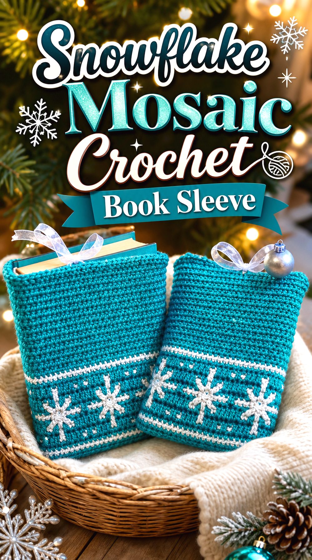 Snowflake Mosaic Crochet Book Sleeve