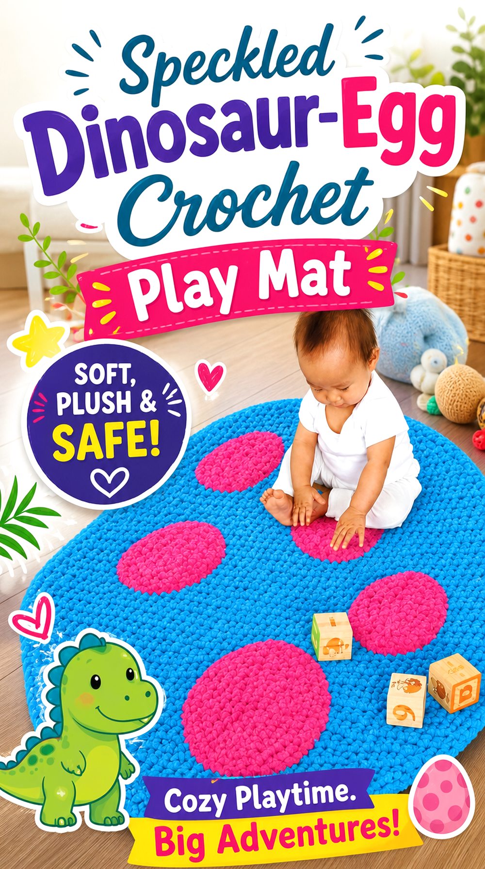 Speckled Dinosaur Egg Crochet Play Mat