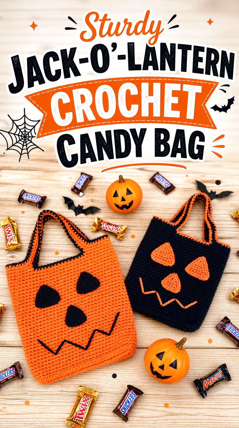 Sturdy Jack o’ Lantern Crochet Candy Bag