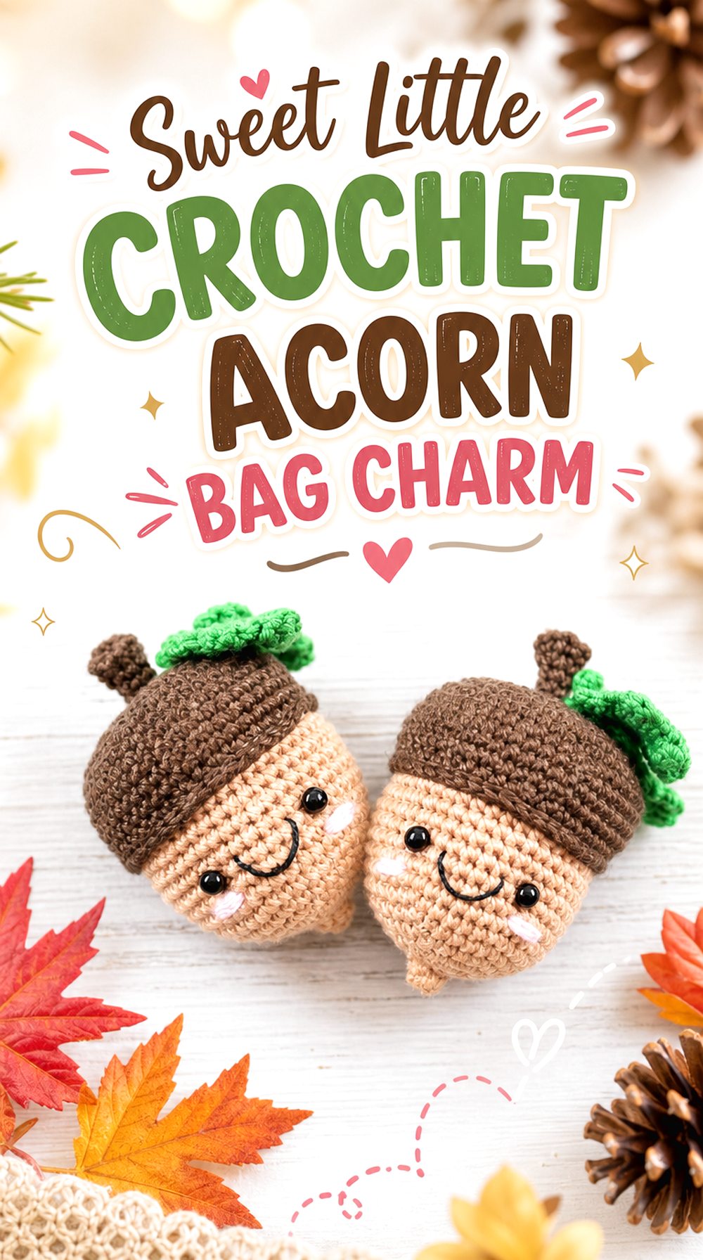 Sweet Little Crochet Acorn Bag Charm