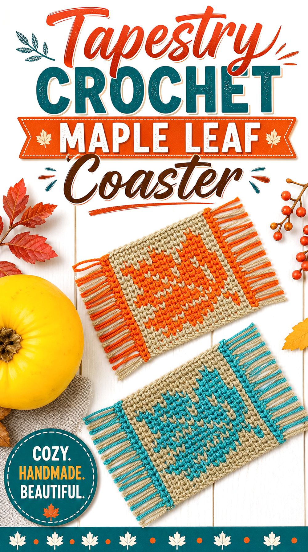 Tapestry Crochet Maple Leaf Coaster
