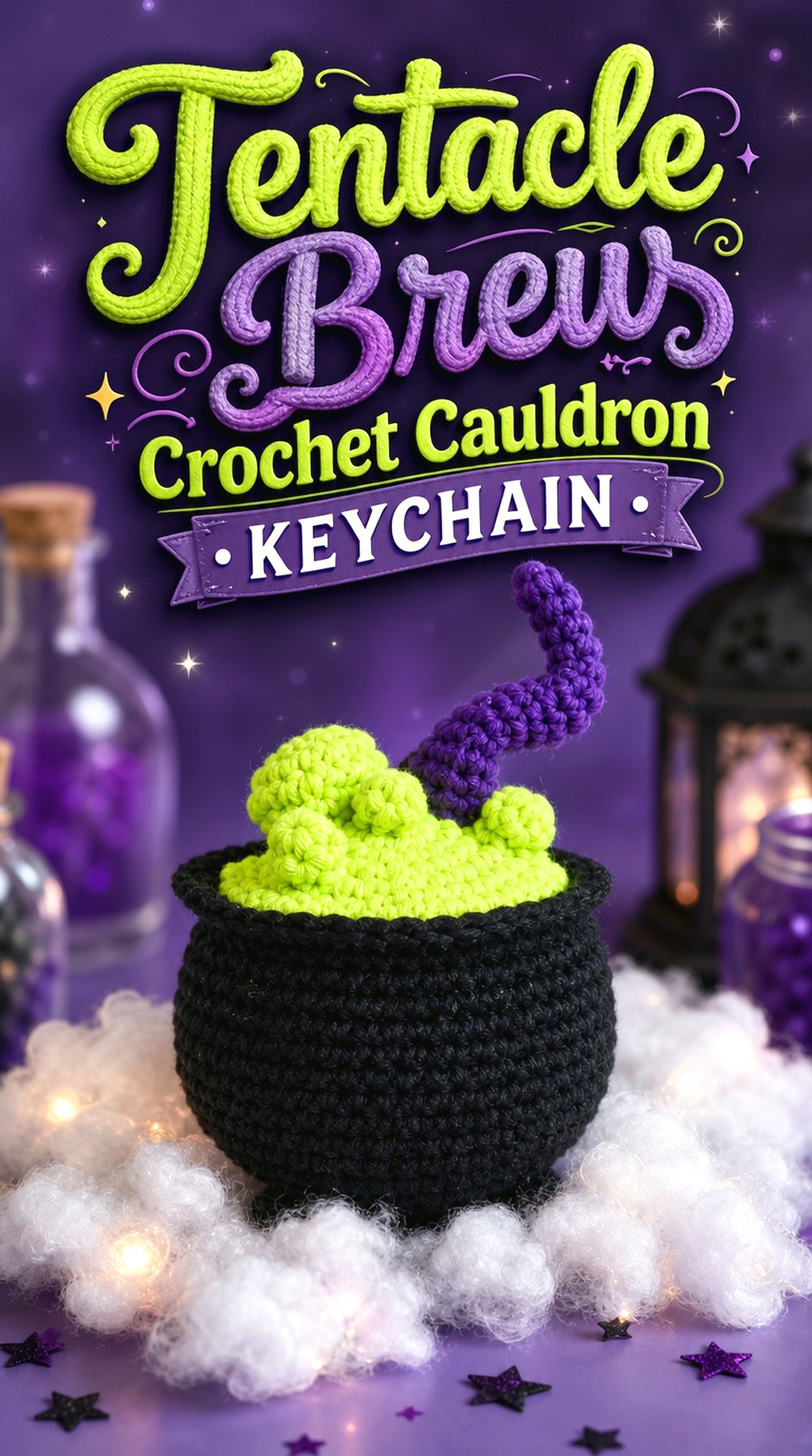 Tentacle Brew Crochet Cauldron Keychain