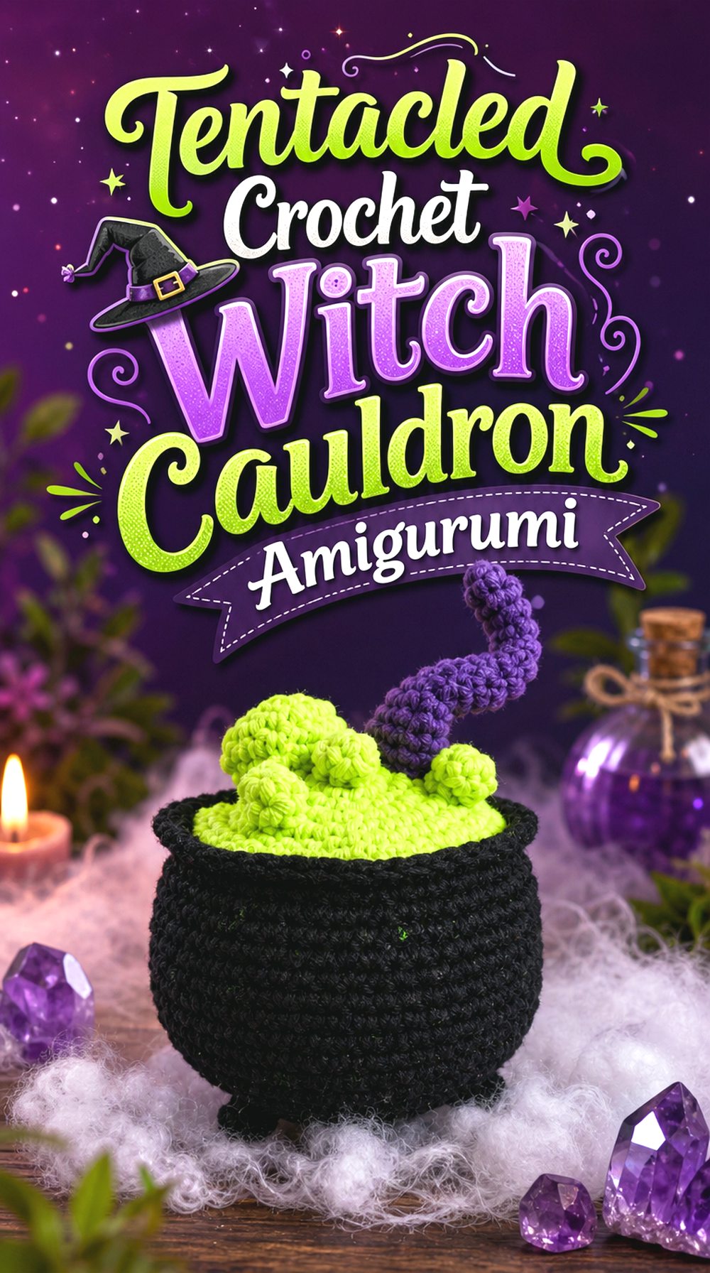 Tentacled Crochet Witch Cauldron Amigurumi