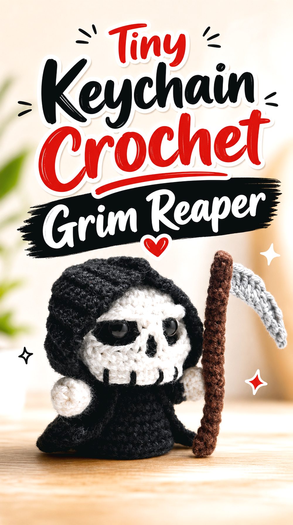 Tiny Keychain Crochet Grim Reaper