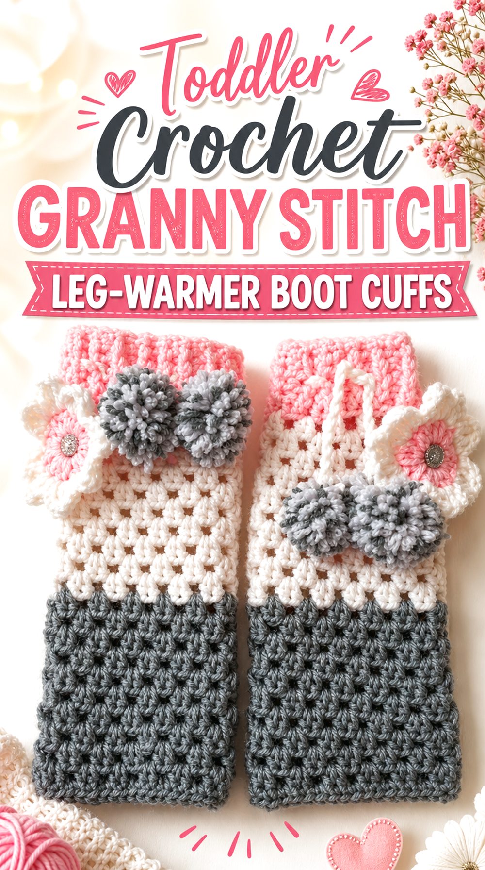 Toddler Crochet Granny Stitch Leg Warmer Boot Cuffs