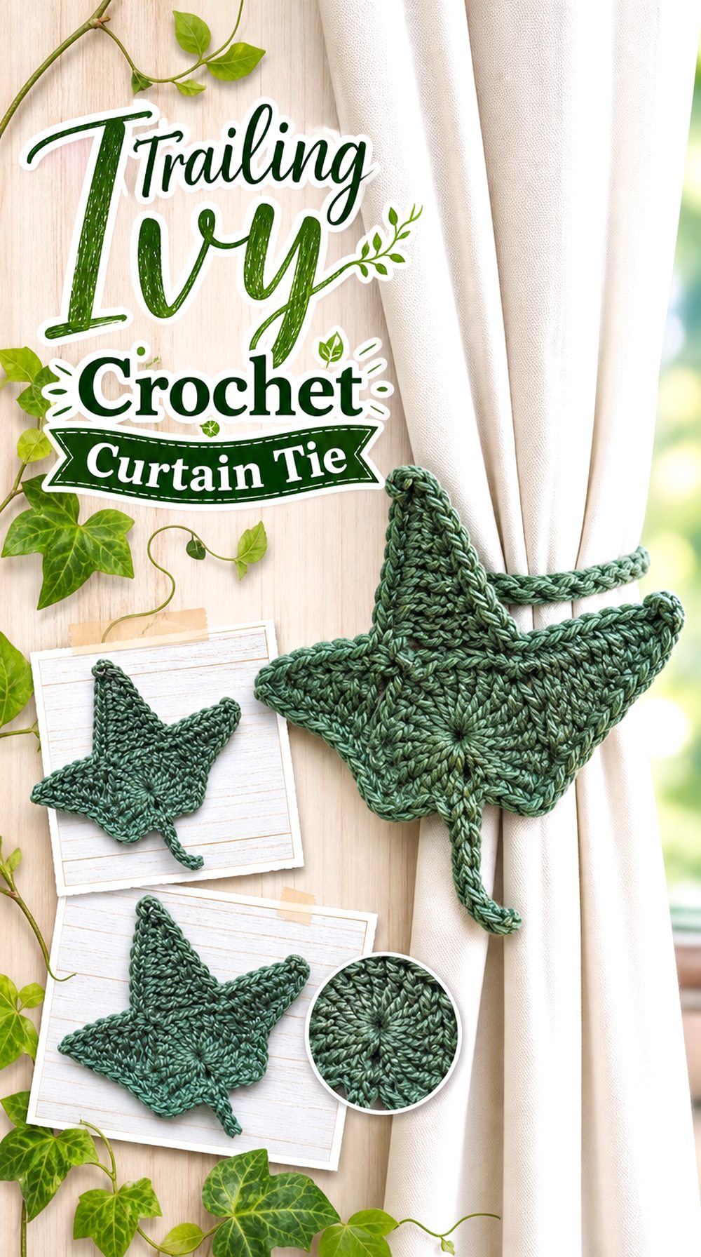 Trailing Ivy Crochet Curtain Tie
